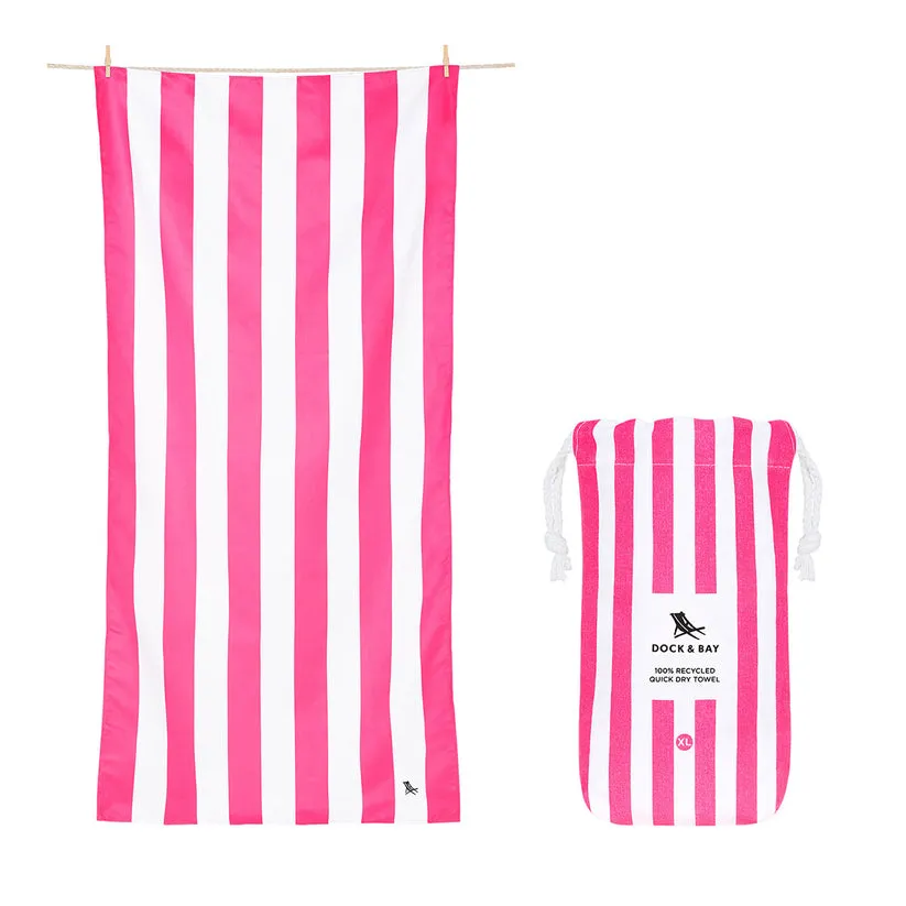 Dock & Bay Beach Towel Cabana Collection XL 100% Recycled Phi Phi Pink