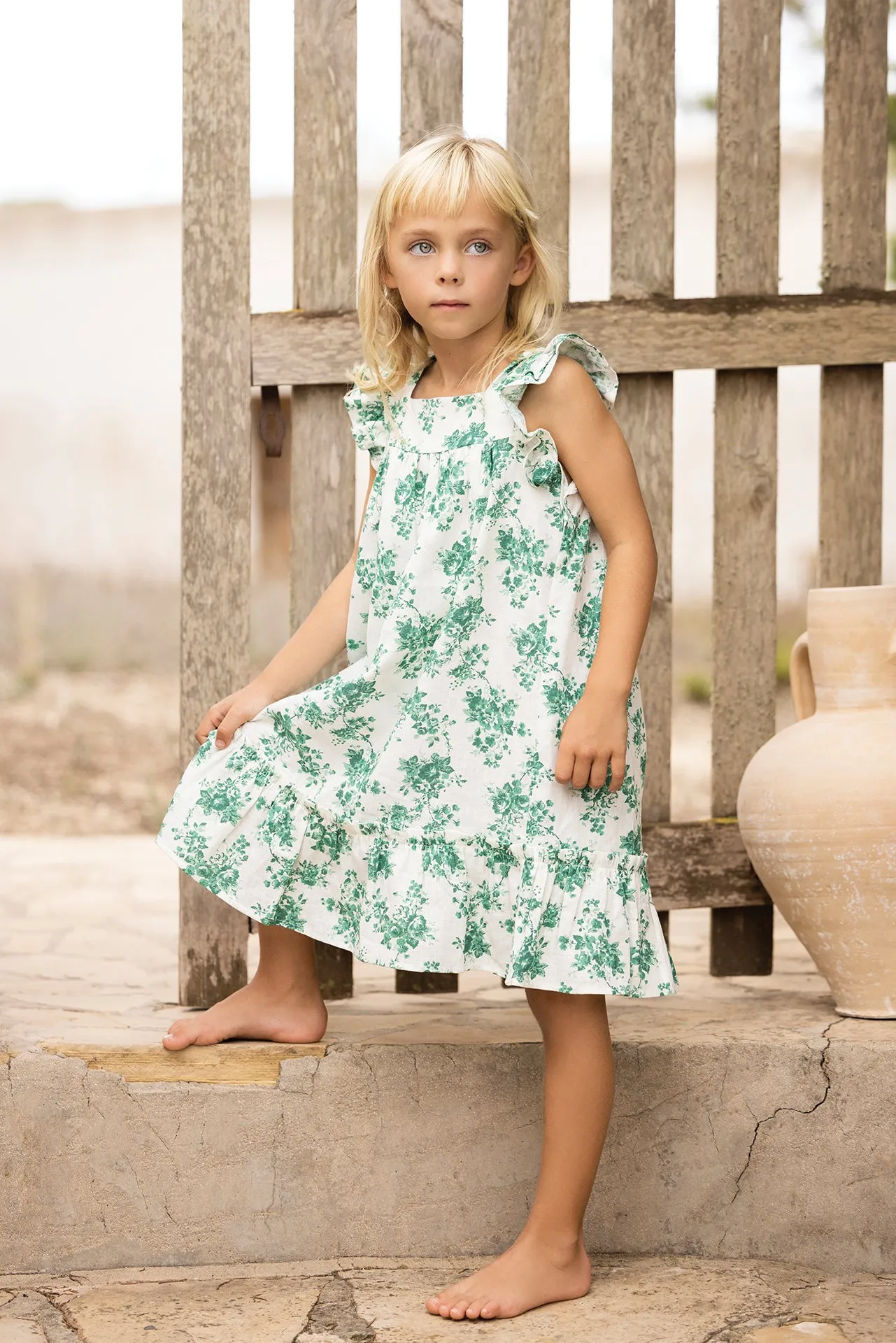 Dress - Green Print Flower