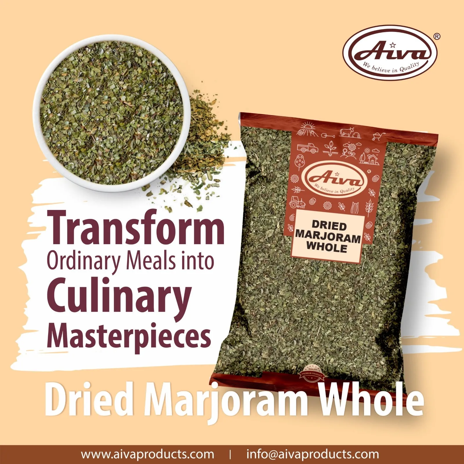 Dried Marjoram Whole / Marjoram Herb / Culinary Marjoram Leaves