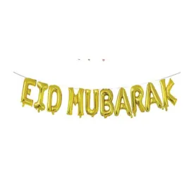 Eid Mubarak Foil Balloon with String 16inch  - Gold