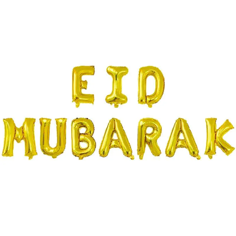 Eid Mubarak Foil Balloon with String 16inch  - Gold