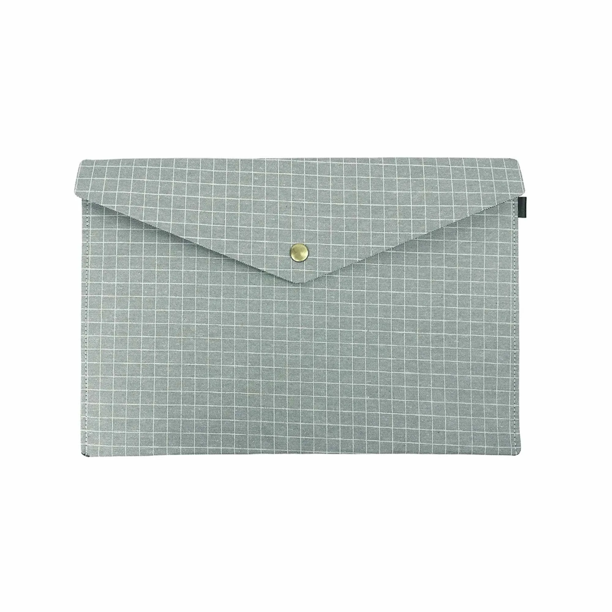 Elegant Linen Chequered Green Document Holder Envelope - A4 Size