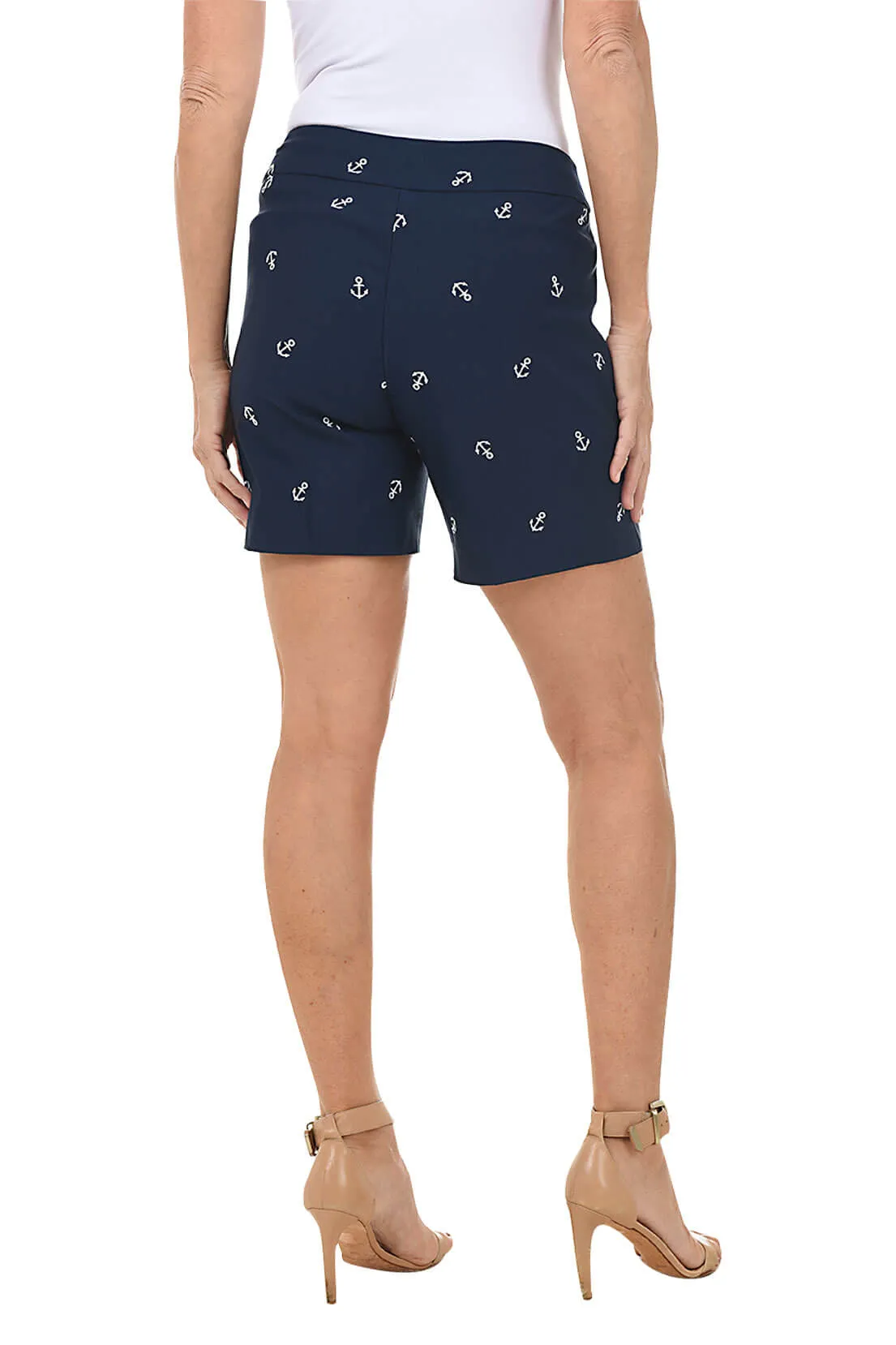 Embroidered Anchors Pull-On Stretch Short