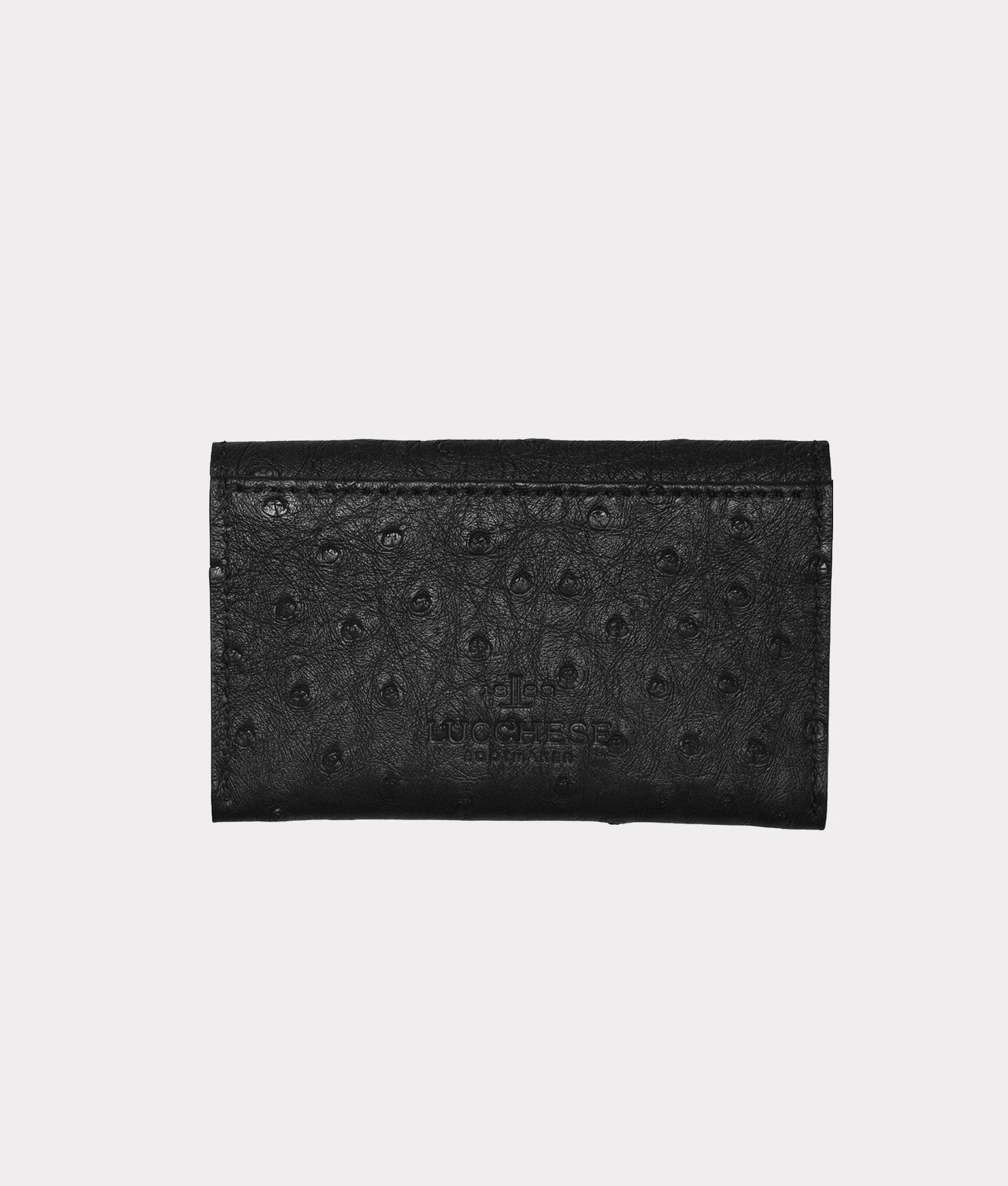 Black Ostrich Leather Envelope Card Case