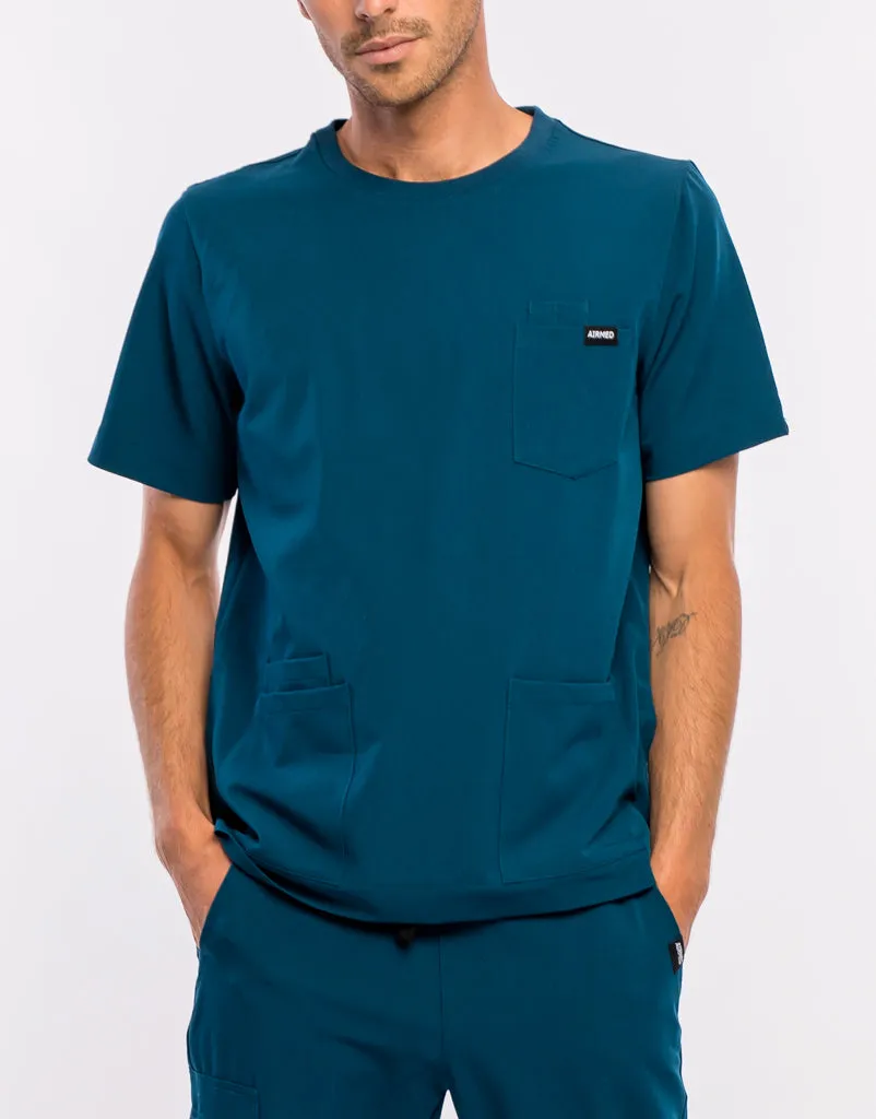 Essential Crewneck Scrub Top - Gibraltar Blue