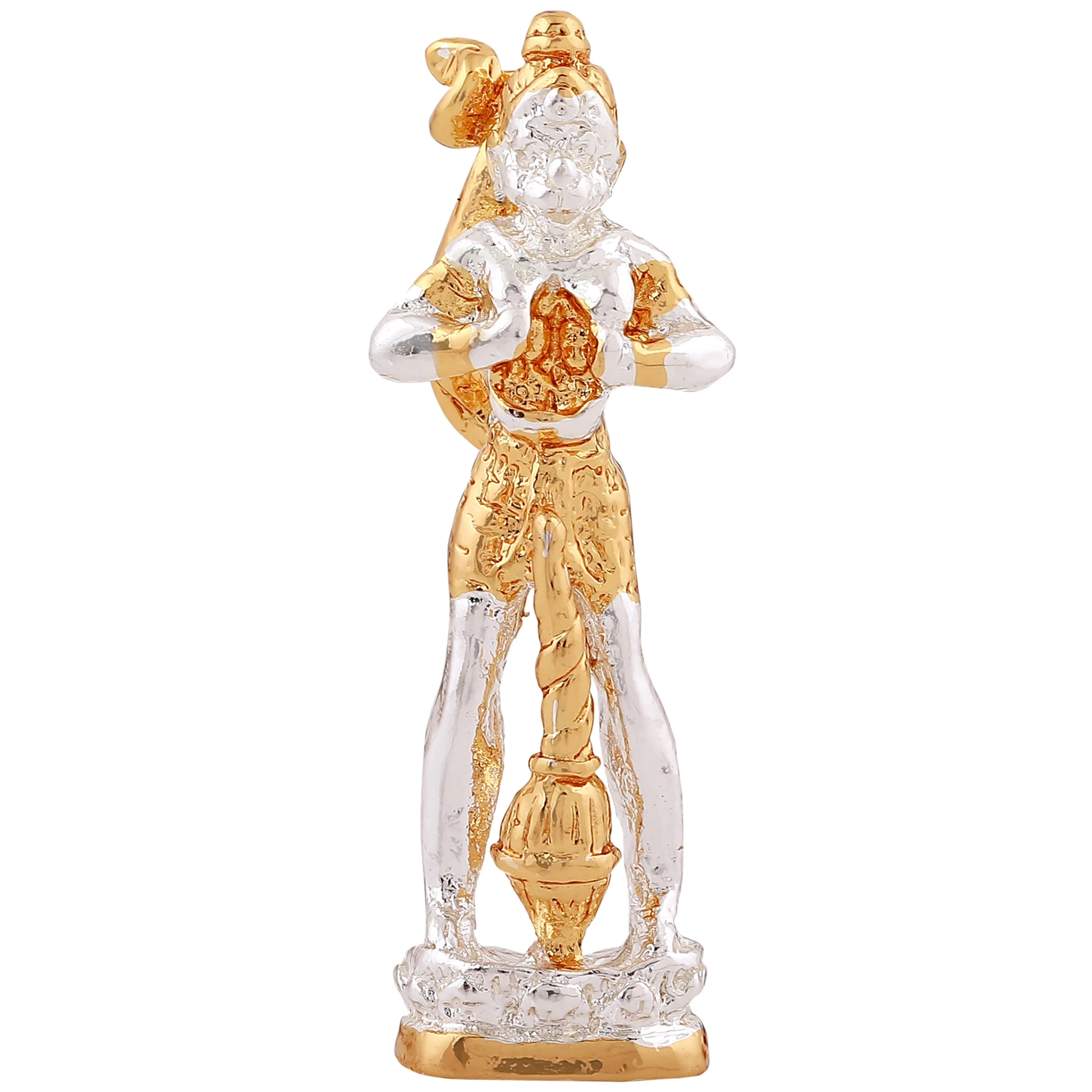 Estele Gold & Rhodium Plated Hanuman ji showing Lord Rama in his Heart in standing position Idol for Home/Car Decor.