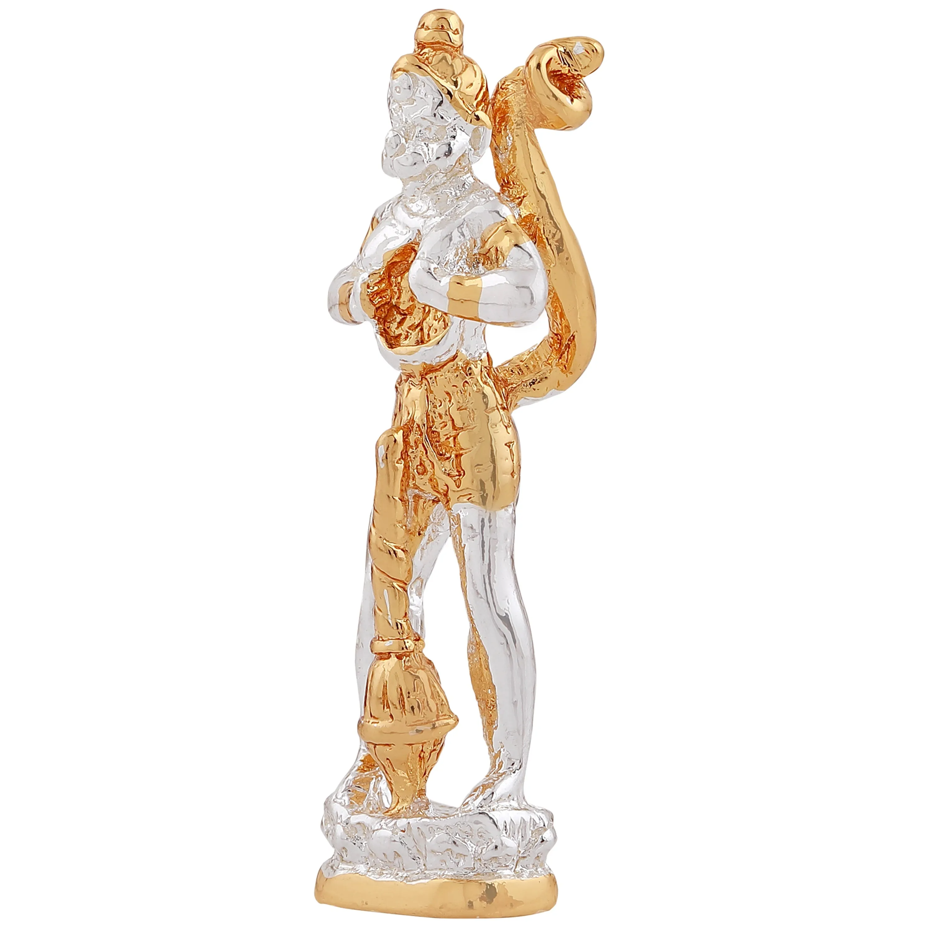 Estele Gold & Rhodium Plated Hanuman ji showing Lord Rama in his Heart in standing position Idol for Home/Car Decor.