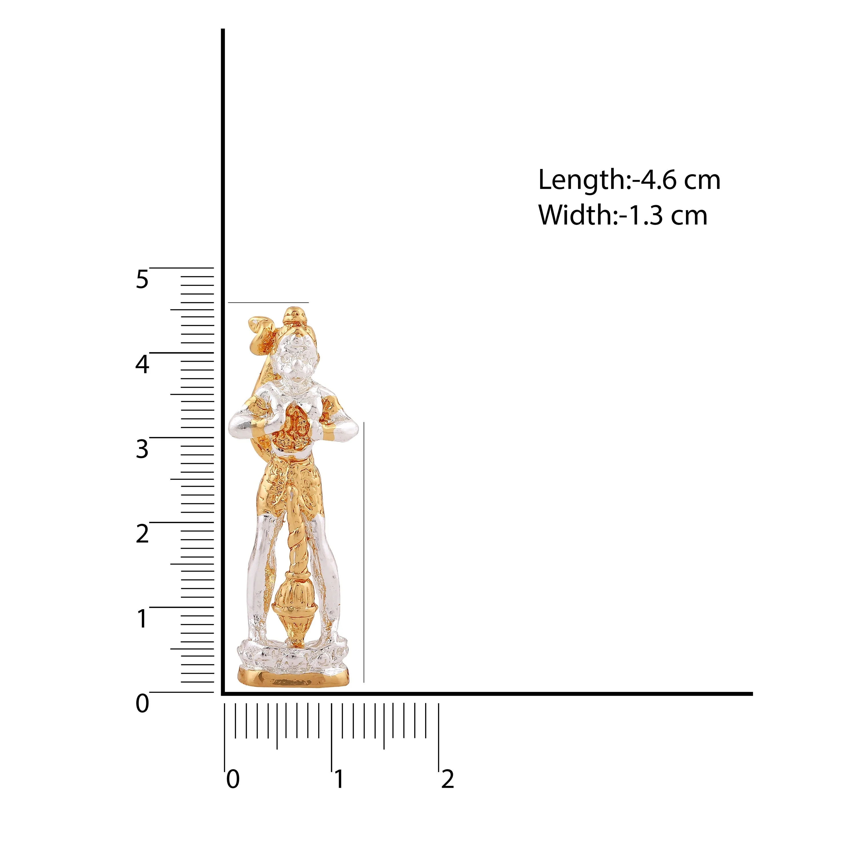 Estele Gold & Rhodium Plated Hanuman ji showing Lord Rama in his Heart in standing position Idol for Home/Car Decor.