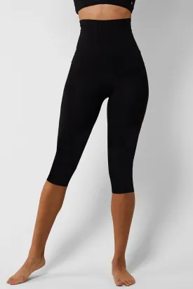 Extra Strong Compression Capri with High Waisted Tummy Control Black