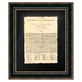 Framed Texas Declaration of Independence | Historic Document in Single Mat | 25L X 21W" Inches