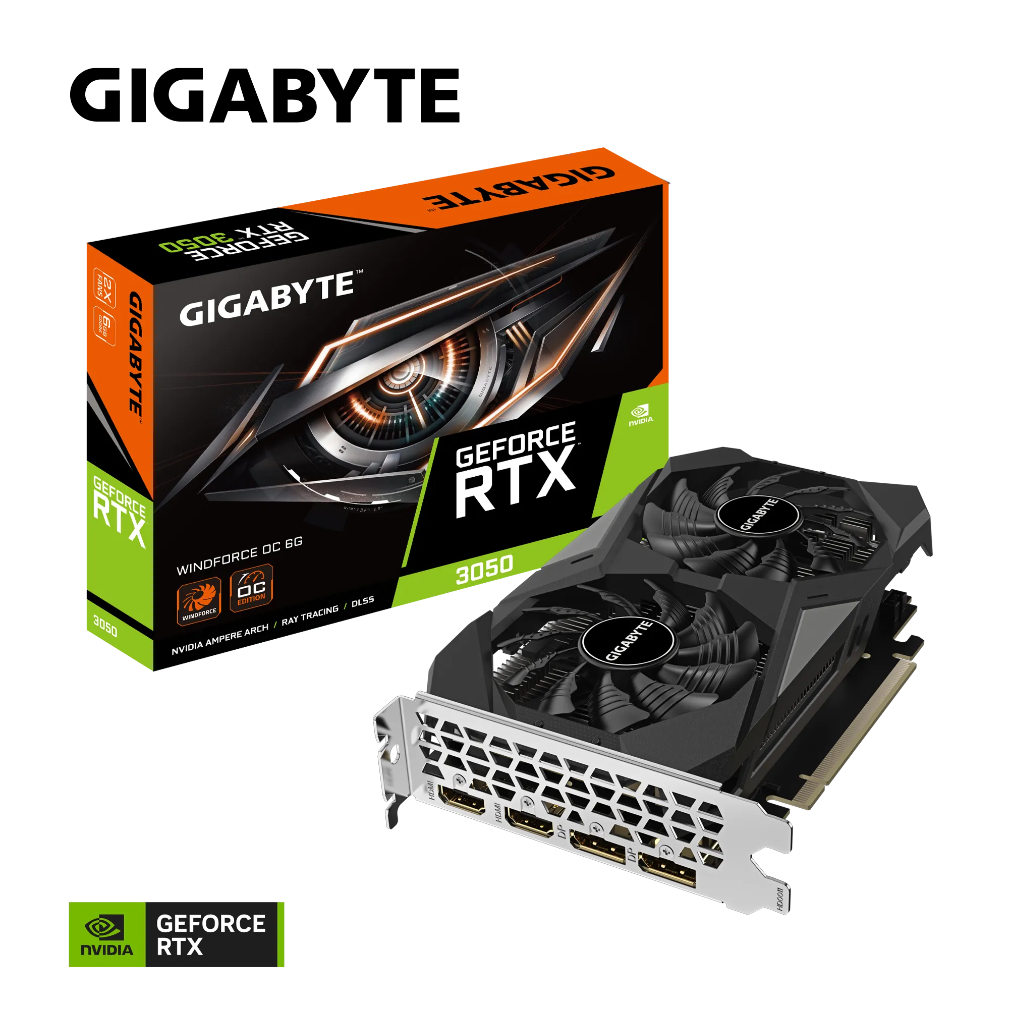 GIGABYTE GeForce RTX 3050 WINDFORCE OC 6GB GDDR6 Graphics Card | GV-N3050WF2OC-6GD