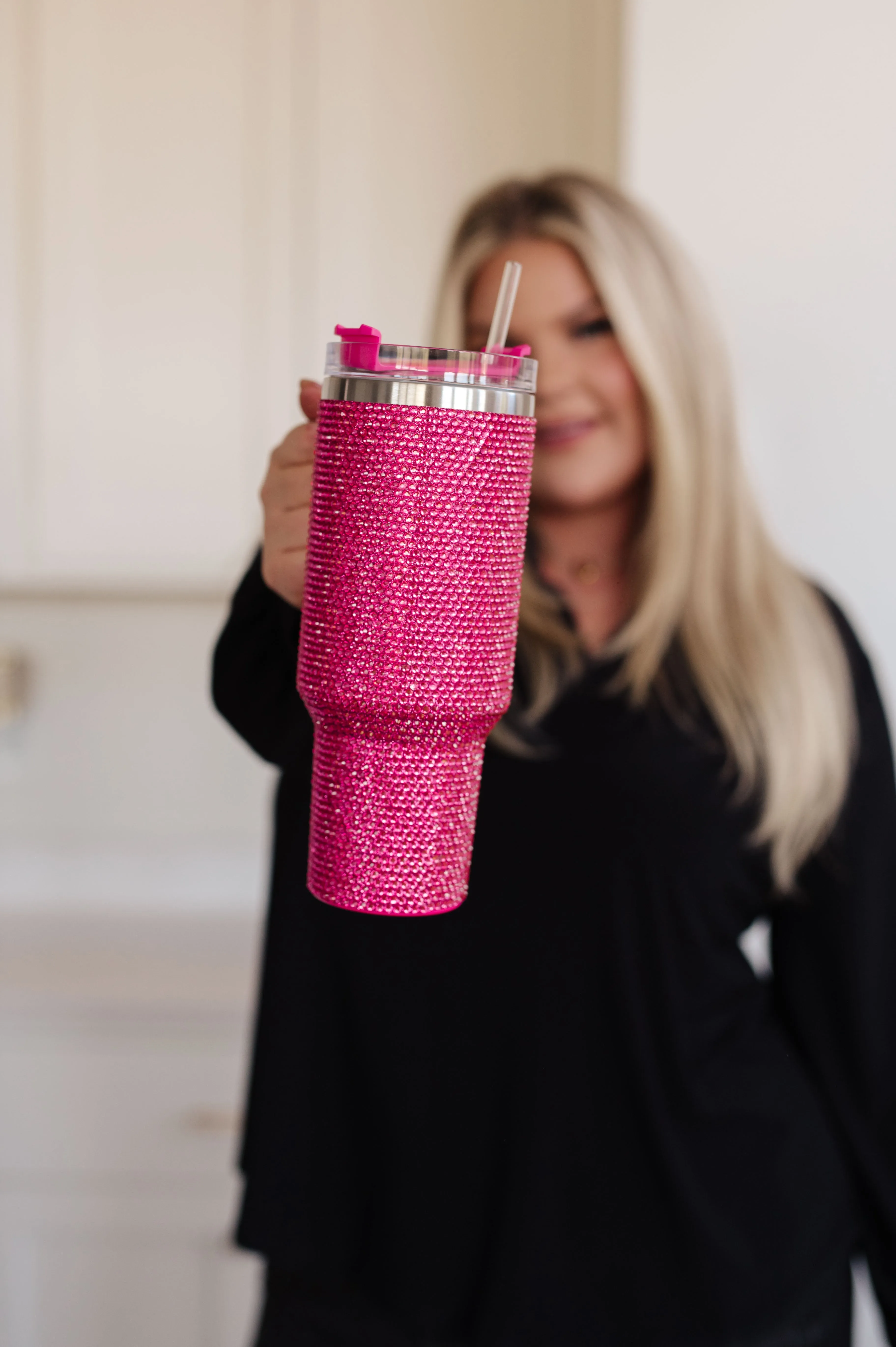 Glam Girl 40 oz Rhinestone Tumbler in Pink - Online Exclusive