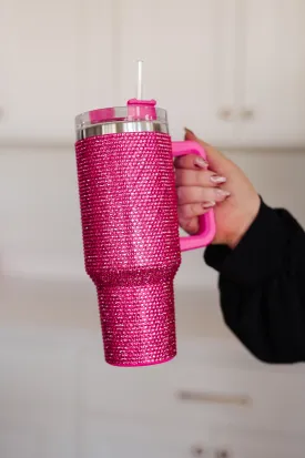 Glam Girl 40 oz Rhinestone Tumbler in Pink - Online Exclusive