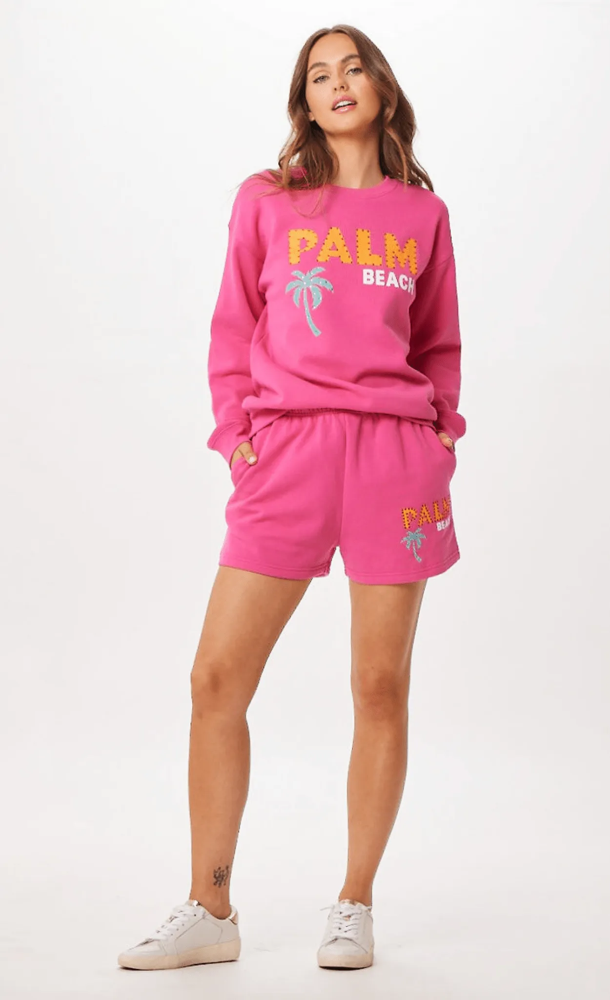 Hot Pink Palm Beach Jet Setter Surf Wash Crewneck