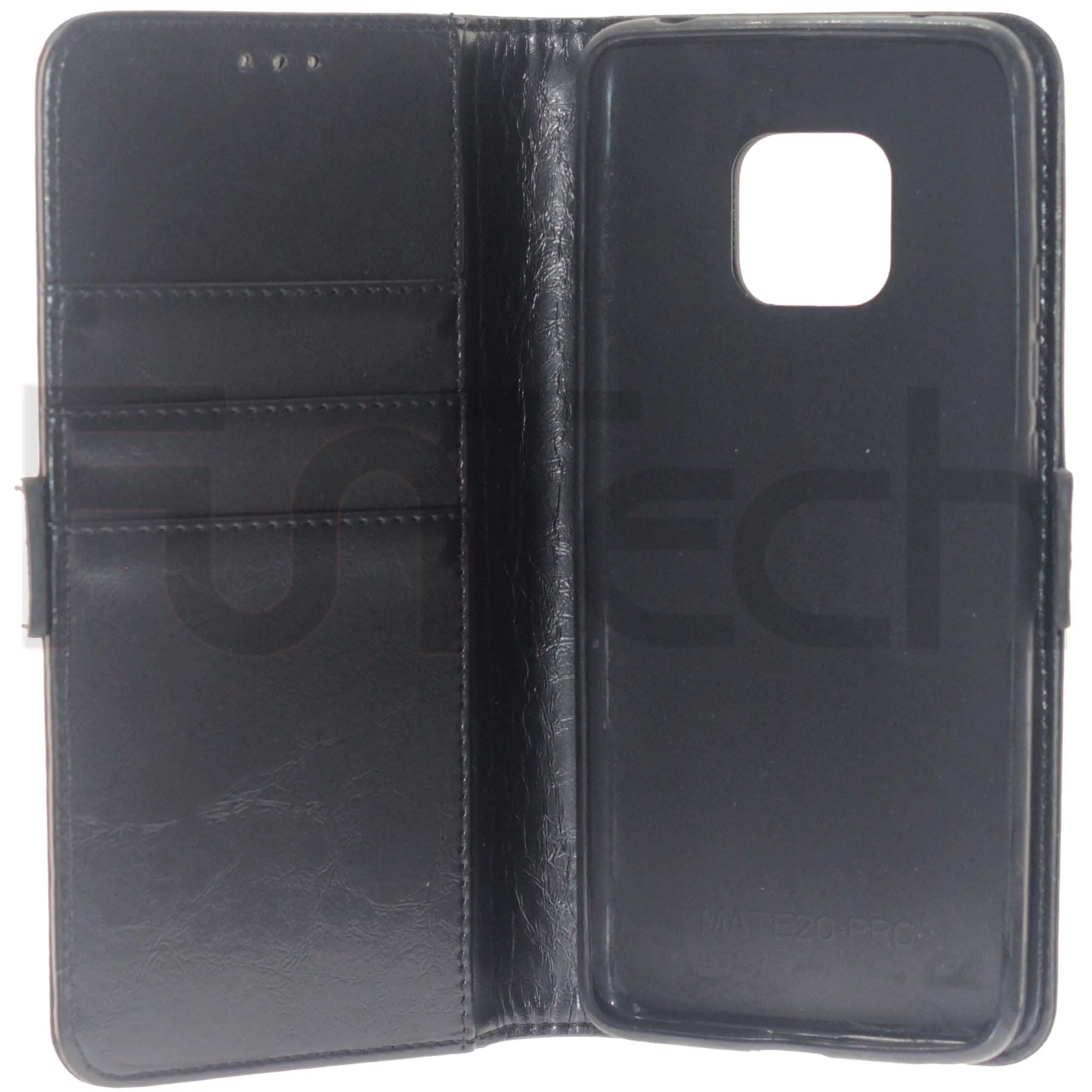 Huawei Mate 20 Pro, Leather Wallet Case, Color Black,