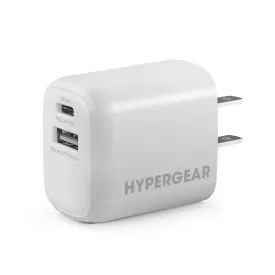 HyperGear 30W Dual Port USB-C PD 30W Max   USB-A 18W Max Wall Charger Hub - White - 15-12233