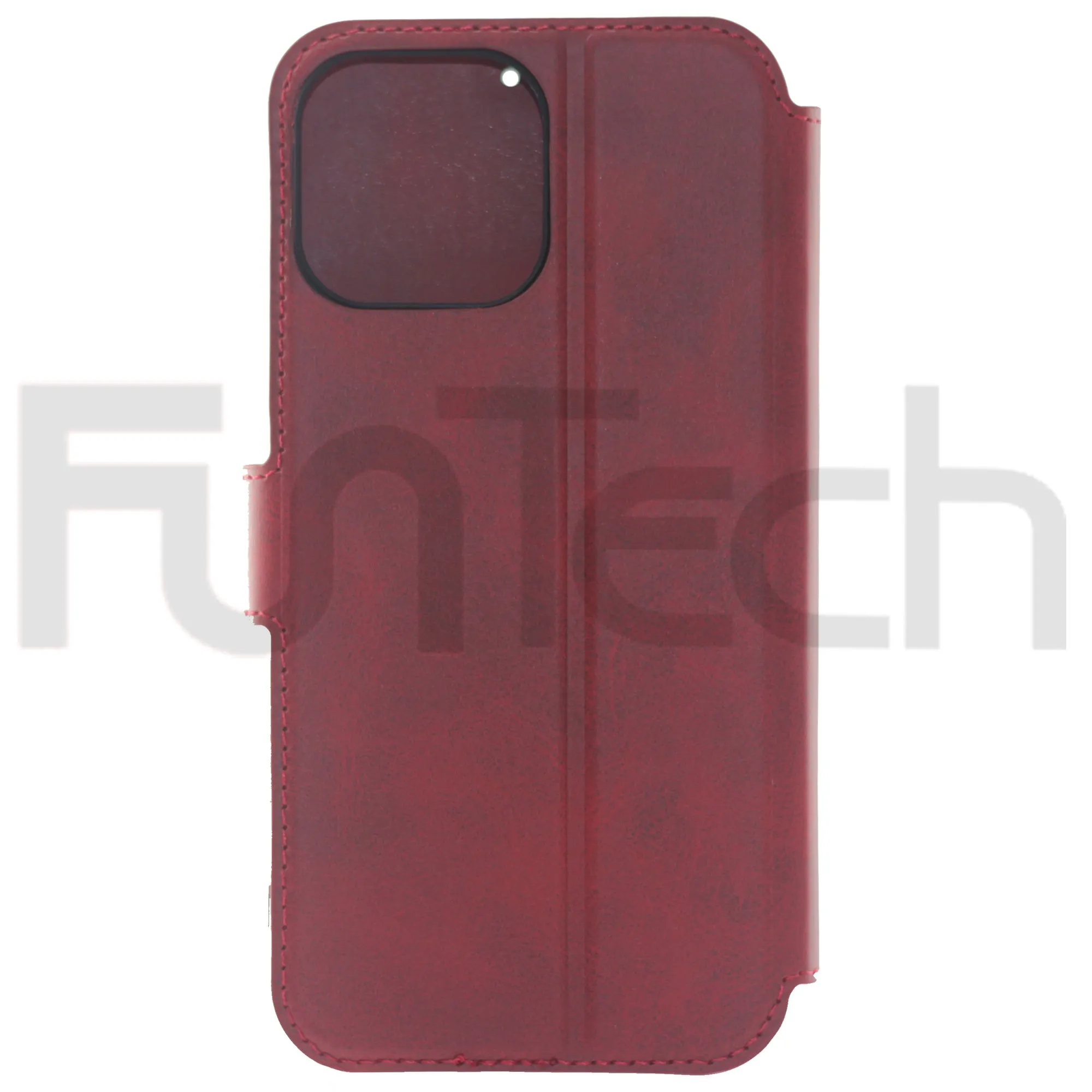 iPhone 13 Pro Case, Leather Wallet Case, Color Red.