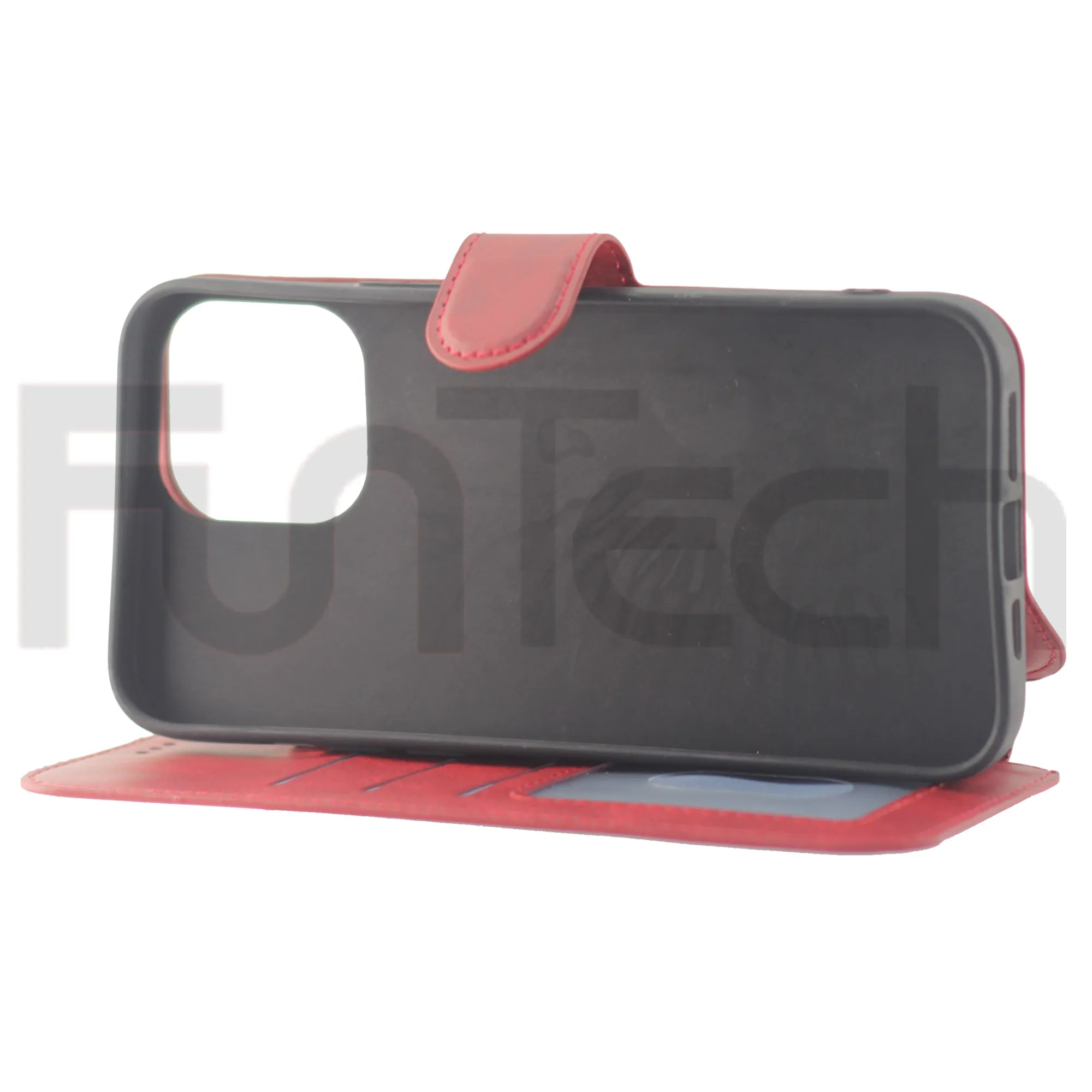 iPhone 13 Pro Case, Leather Wallet Case, Color Red.