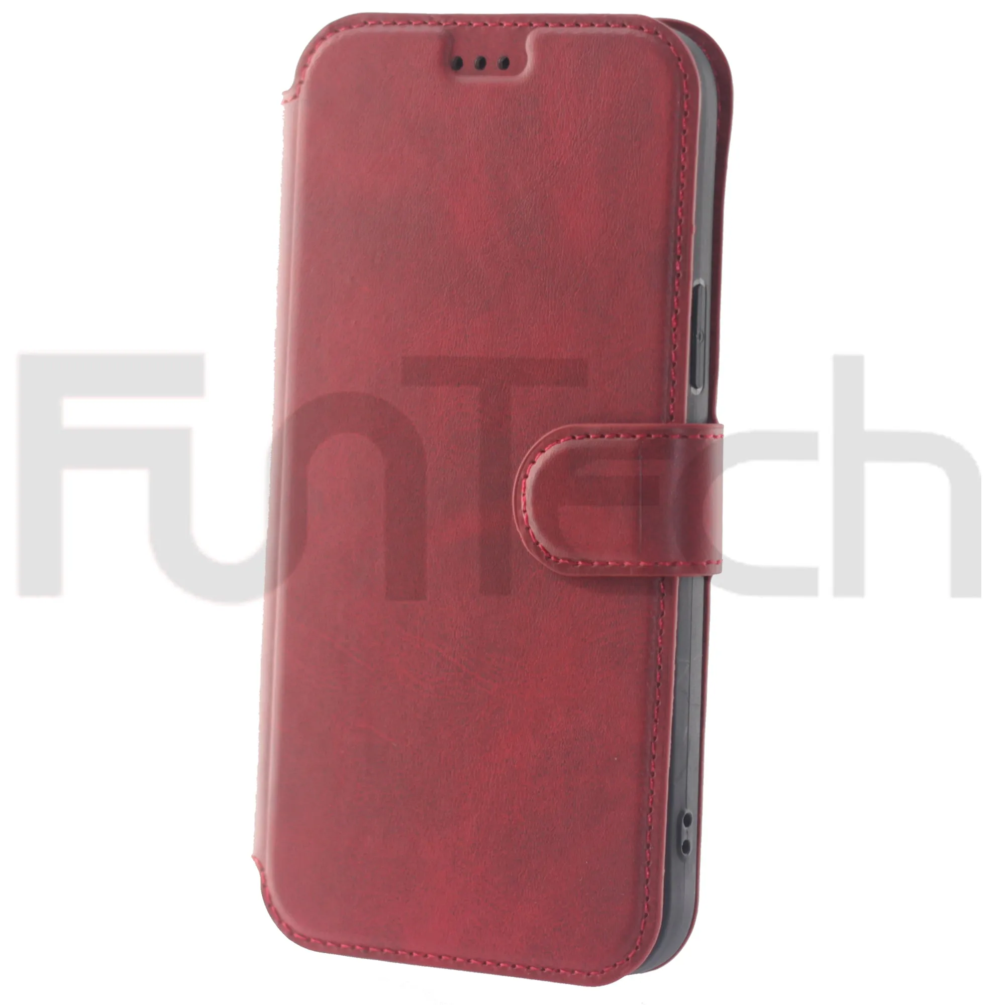 iPhone 13 Pro Case, Leather Wallet Case, Color Red.