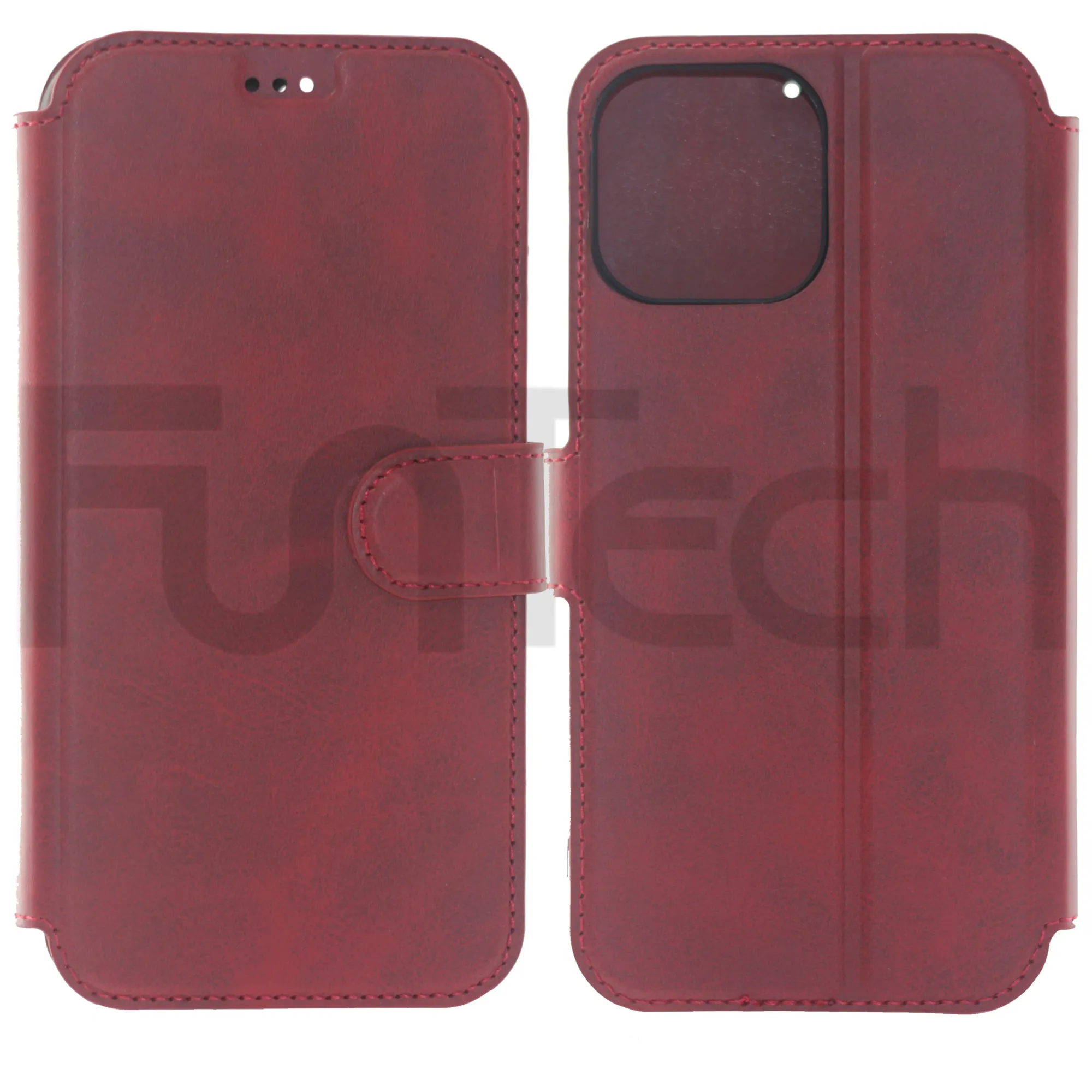 iPhone 13 Pro Case, Leather Wallet Case, Color Red.