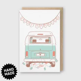 Just Married Camper Van Greeting Card