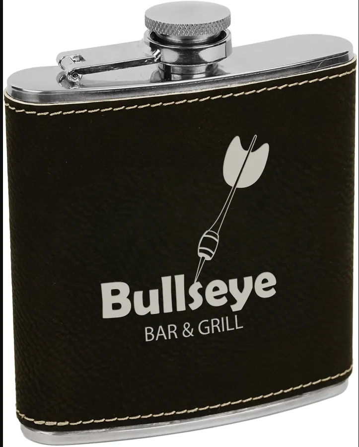 Leatherette Stainless Steel Flask - 6 oz.