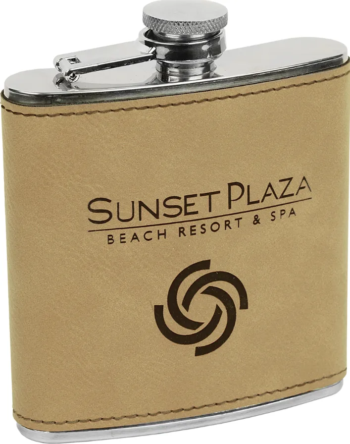 Leatherette Stainless Steel Flask - 6 oz.