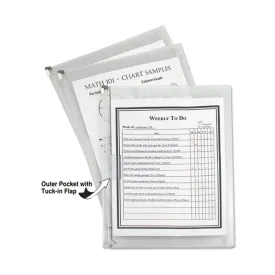 Letter Size Zip 'n Go Expanding Envelope w/Outer Pocket, 13" x 10" (pack of 3), Clear