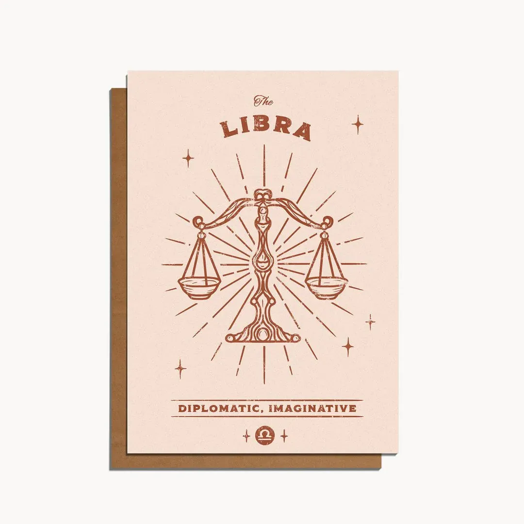 Libra Zodiac Sign Birthday Card