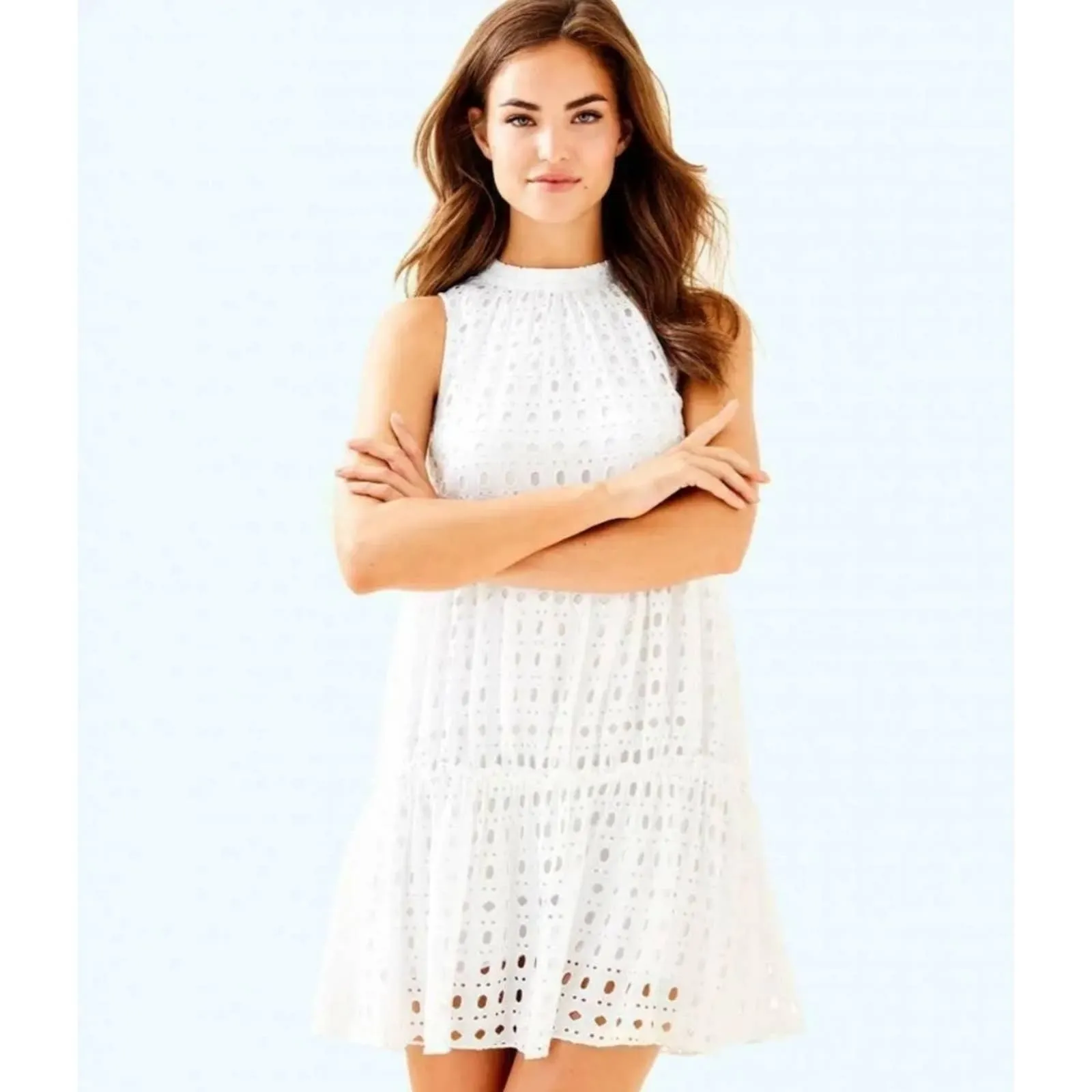 Lilly Pulitzer INDIRA Swing DRESS Resort SNOW White Eyelet