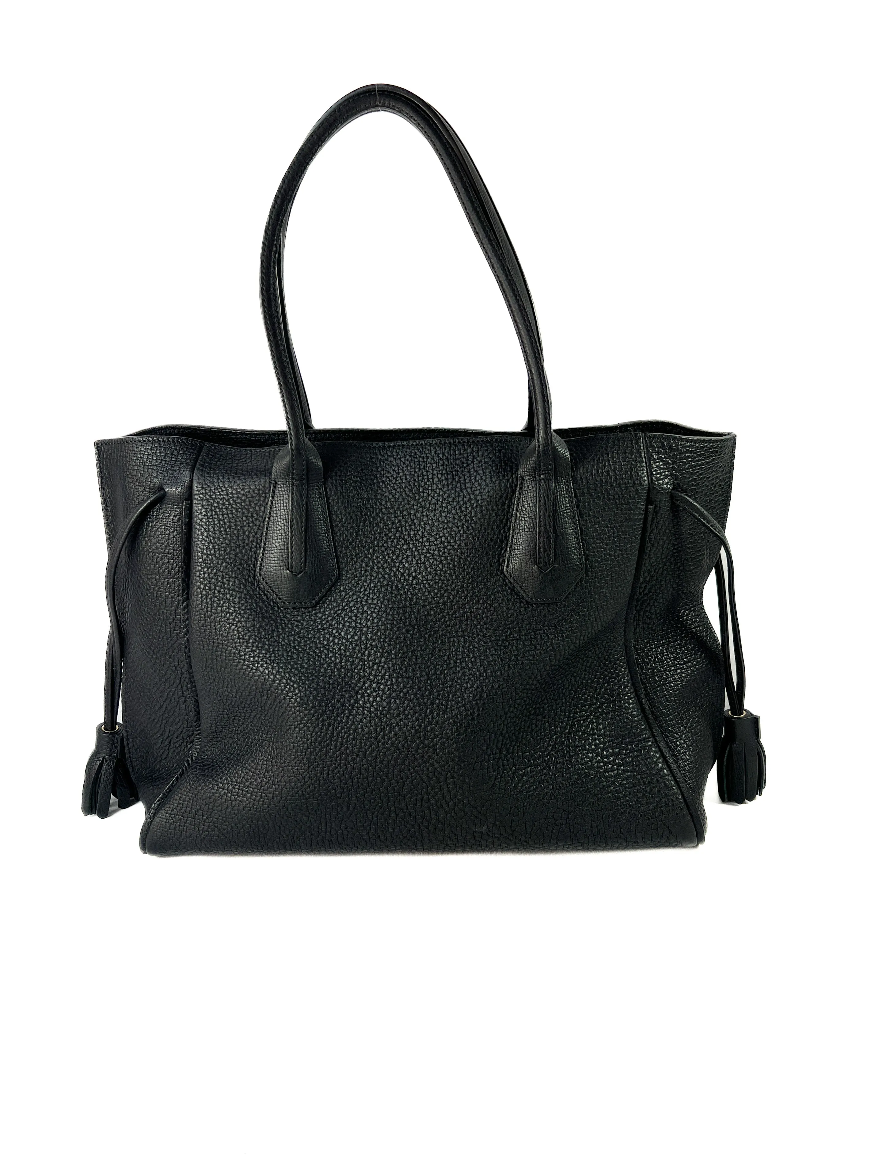 Longchamp black leather Penelope tote