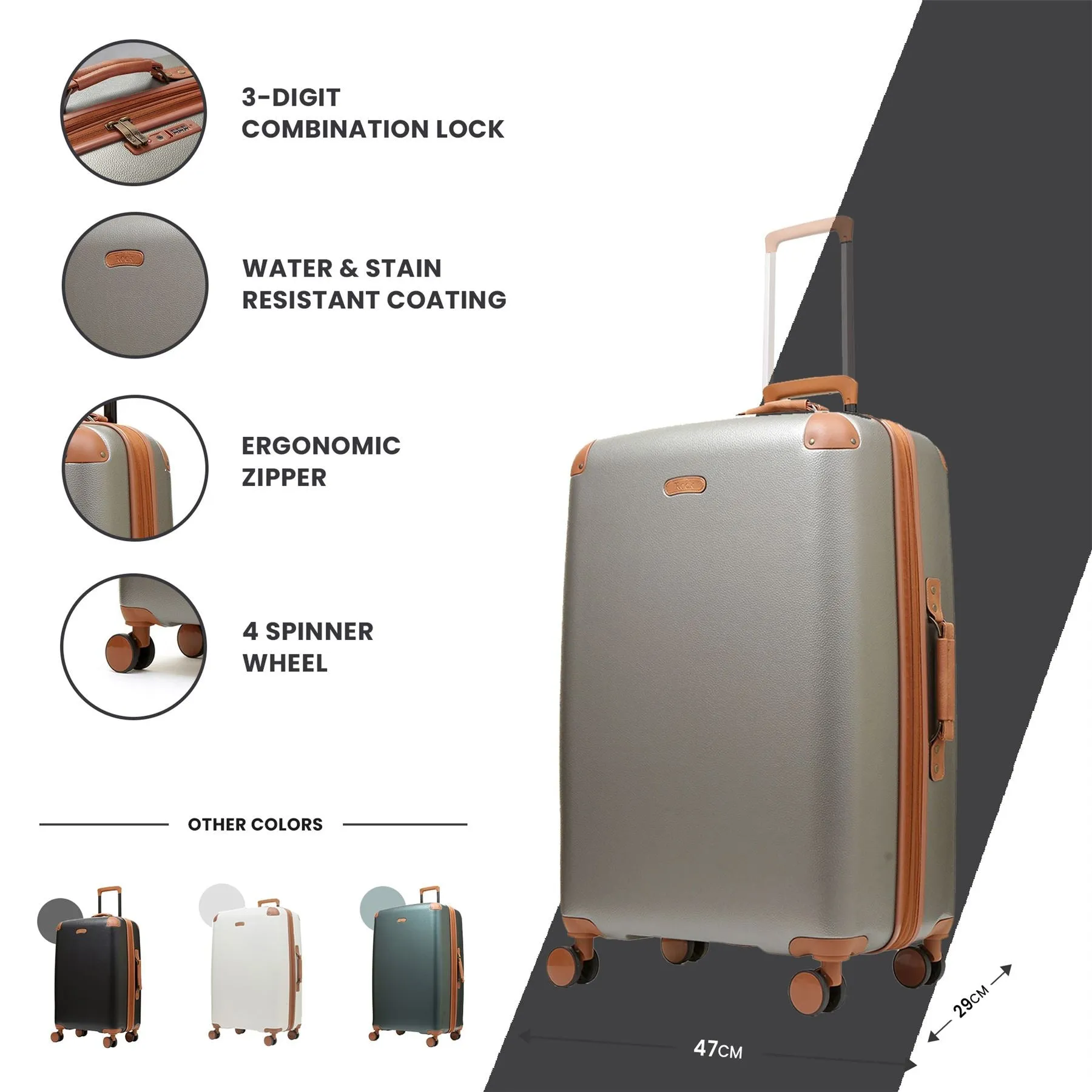 Luggage Suitcase Travel Bag Carry On Hand Cabin Check in Expandable Hard-Shell 4 Spinner Wheels Trolley Set | Carnaby