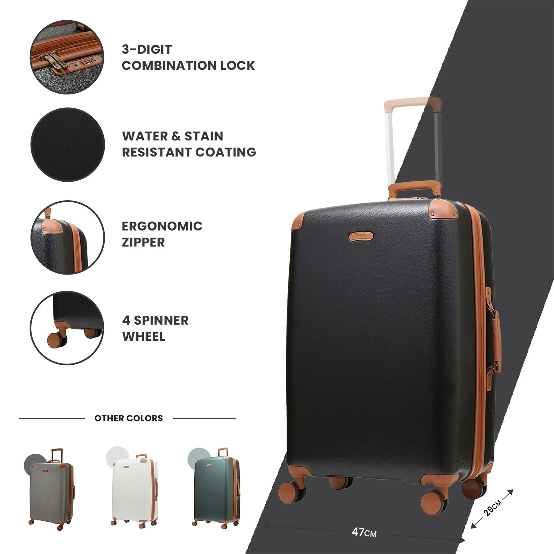 Luggage Suitcase Travel Bag Carry On Hand Cabin Check in Expandable Hard-Shell 4 Spinner Wheels Trolley Set | Carnaby