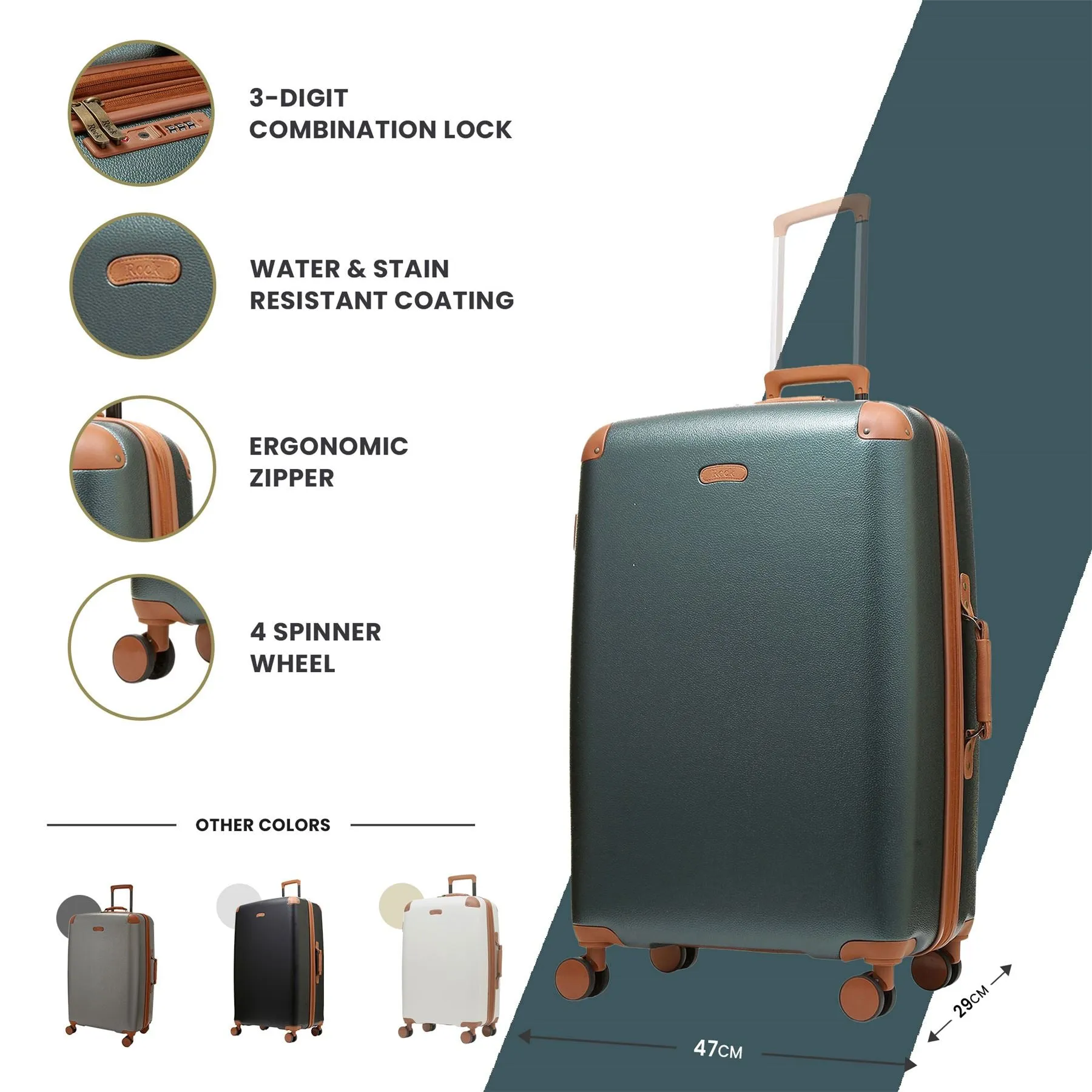 Luggage Suitcase Travel Bag Carry On Hand Cabin Check in Expandable Hard-Shell 4 Spinner Wheels Trolley Set | Carnaby