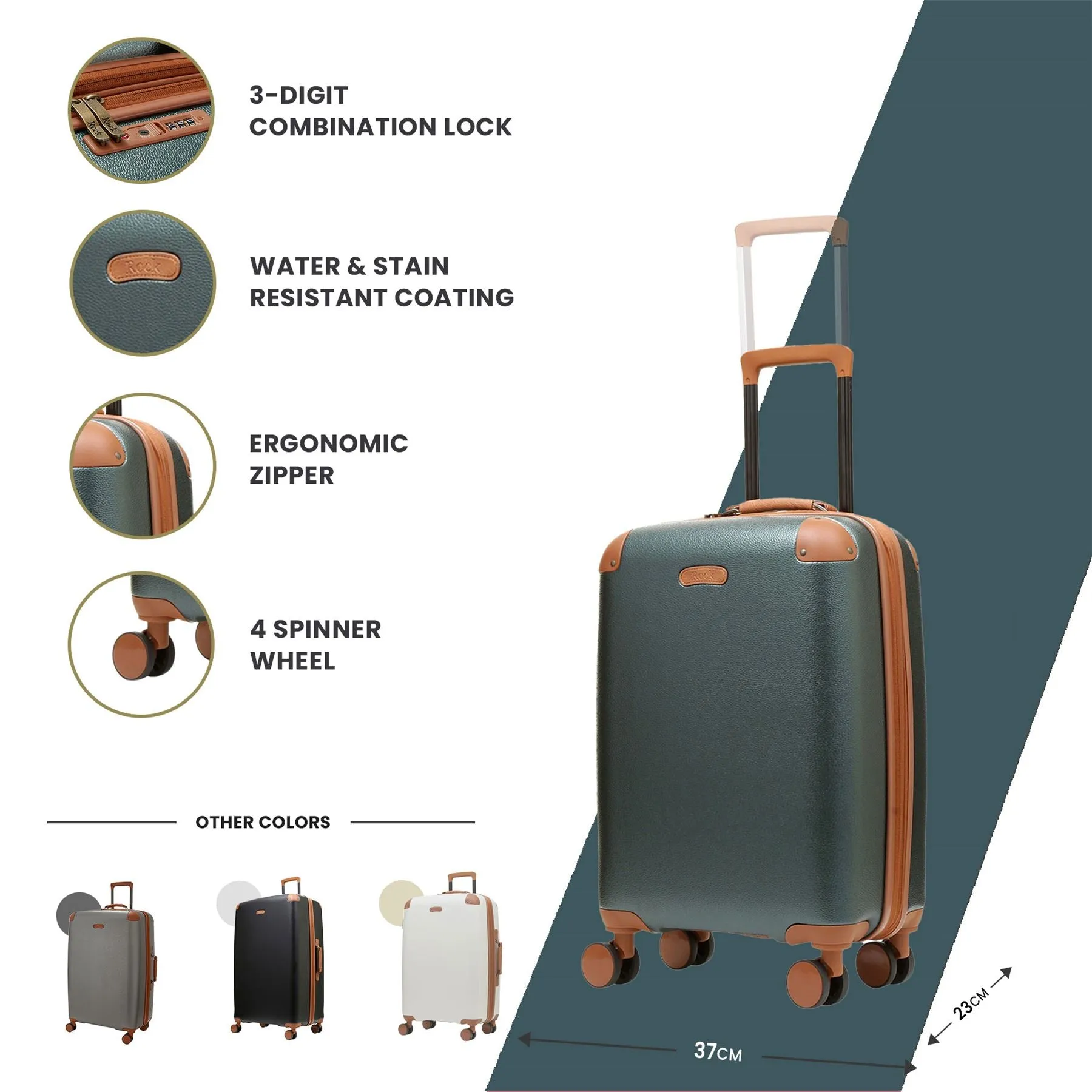 Luggage Suitcase Travel Bag Carry On Hand Cabin Check in Expandable Hard-Shell 4 Spinner Wheels Trolley Set | Carnaby