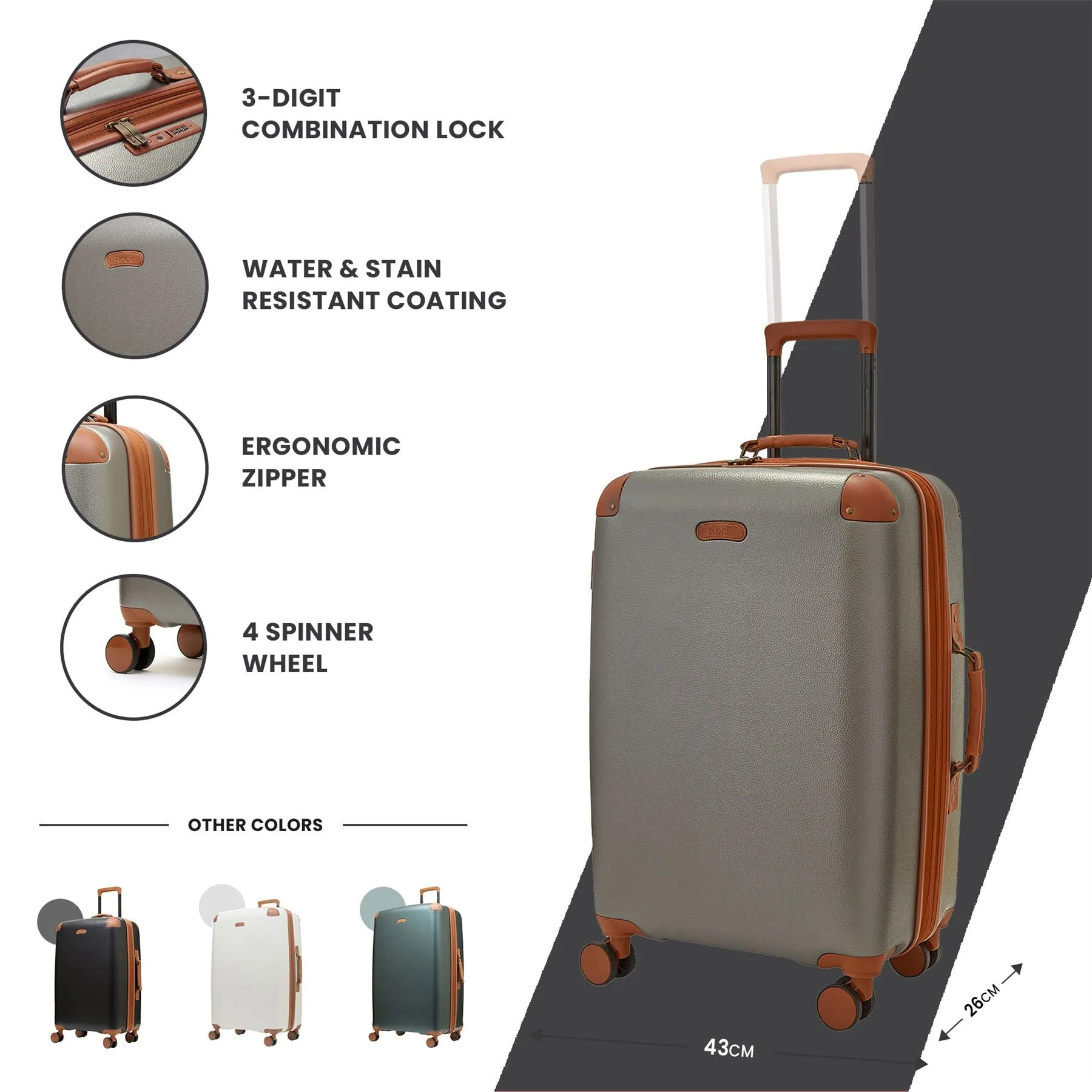 Luggage Suitcase Travel Bag Carry On Hand Cabin Check in Expandable Hard-Shell 4 Spinner Wheels Trolley Set | Carnaby