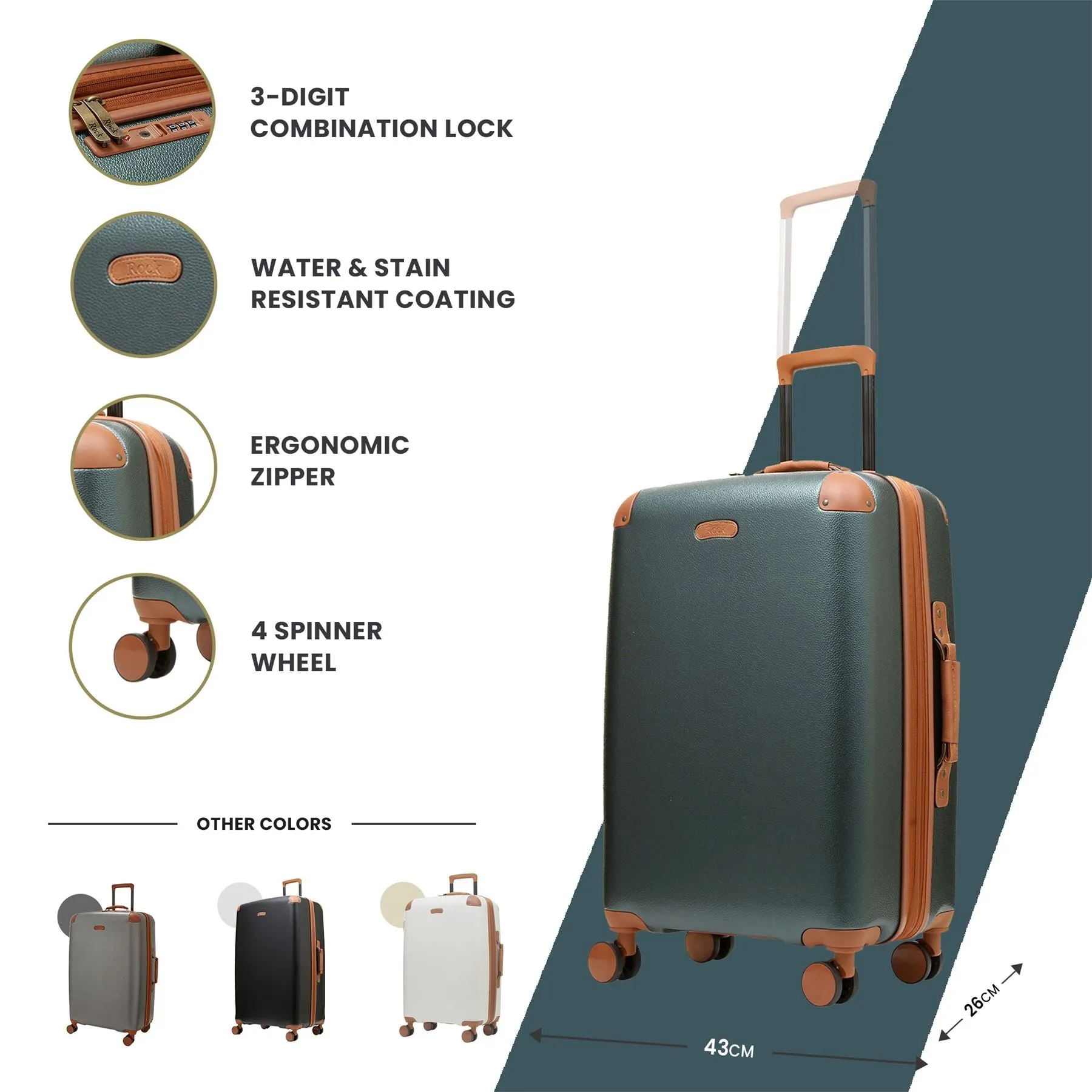 Luggage Suitcase Travel Bag Carry On Hand Cabin Check in Expandable Hard-Shell 4 Spinner Wheels Trolley Set | Carnaby