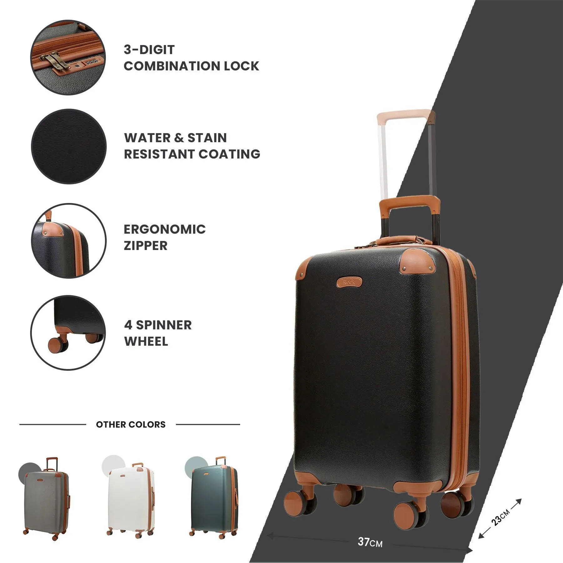 Luggage Suitcase Travel Bag Carry On Hand Cabin Check in Expandable Hard-Shell 4 Spinner Wheels Trolley Set | Carnaby