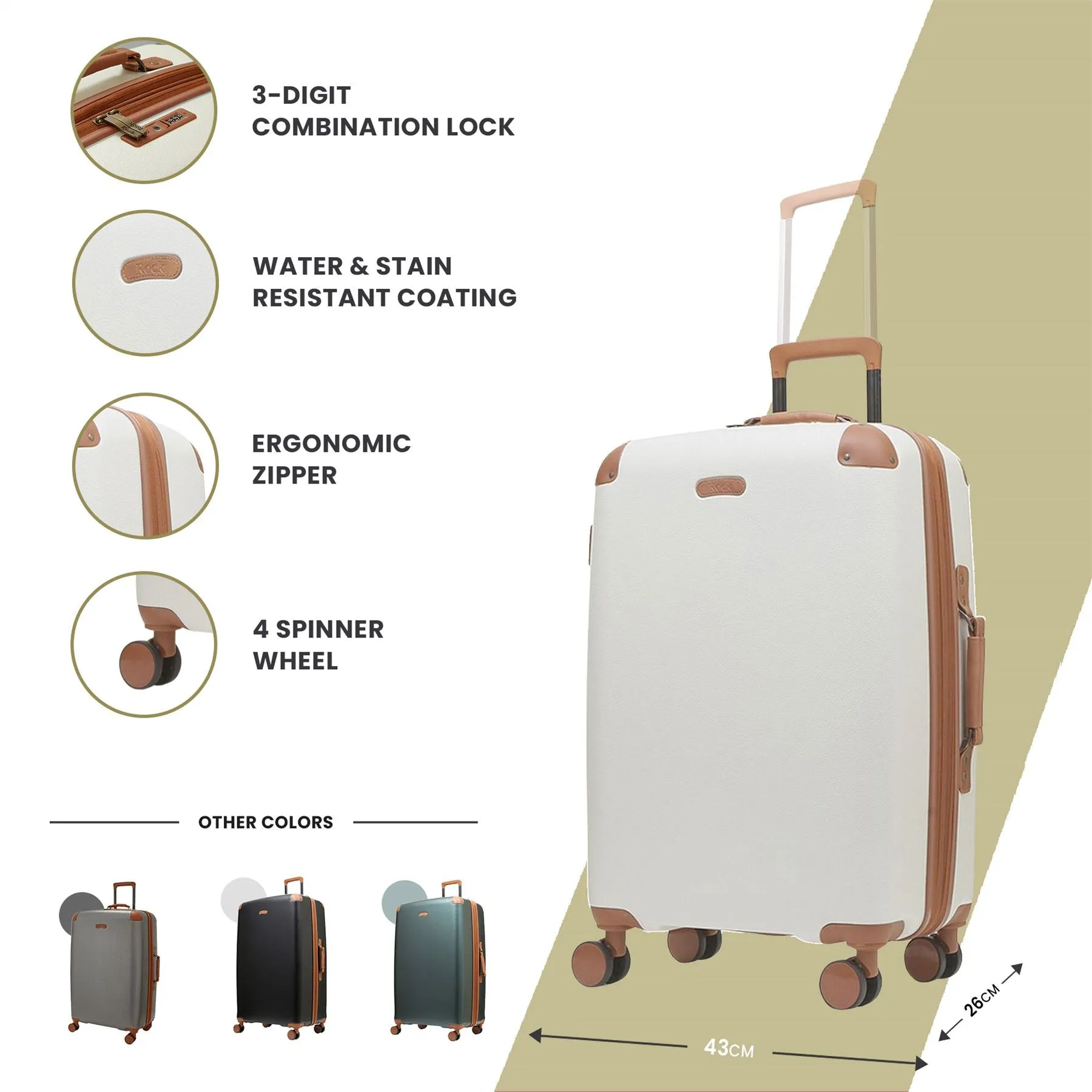 Luggage Suitcase Travel Bag Carry On Hand Cabin Check in Expandable Hard-Shell 4 Spinner Wheels Trolley Set | Carnaby