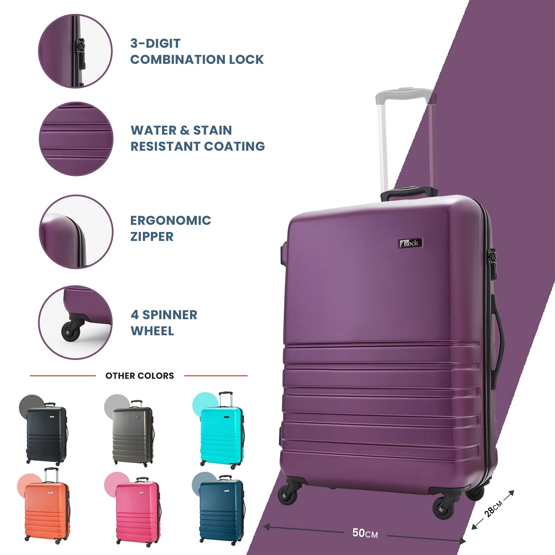 Luggage Suitcase Travel Bag Carry On Hand Cabin Check in Hard-Shell 4 Spinner Wheels Trolley Set | Byron