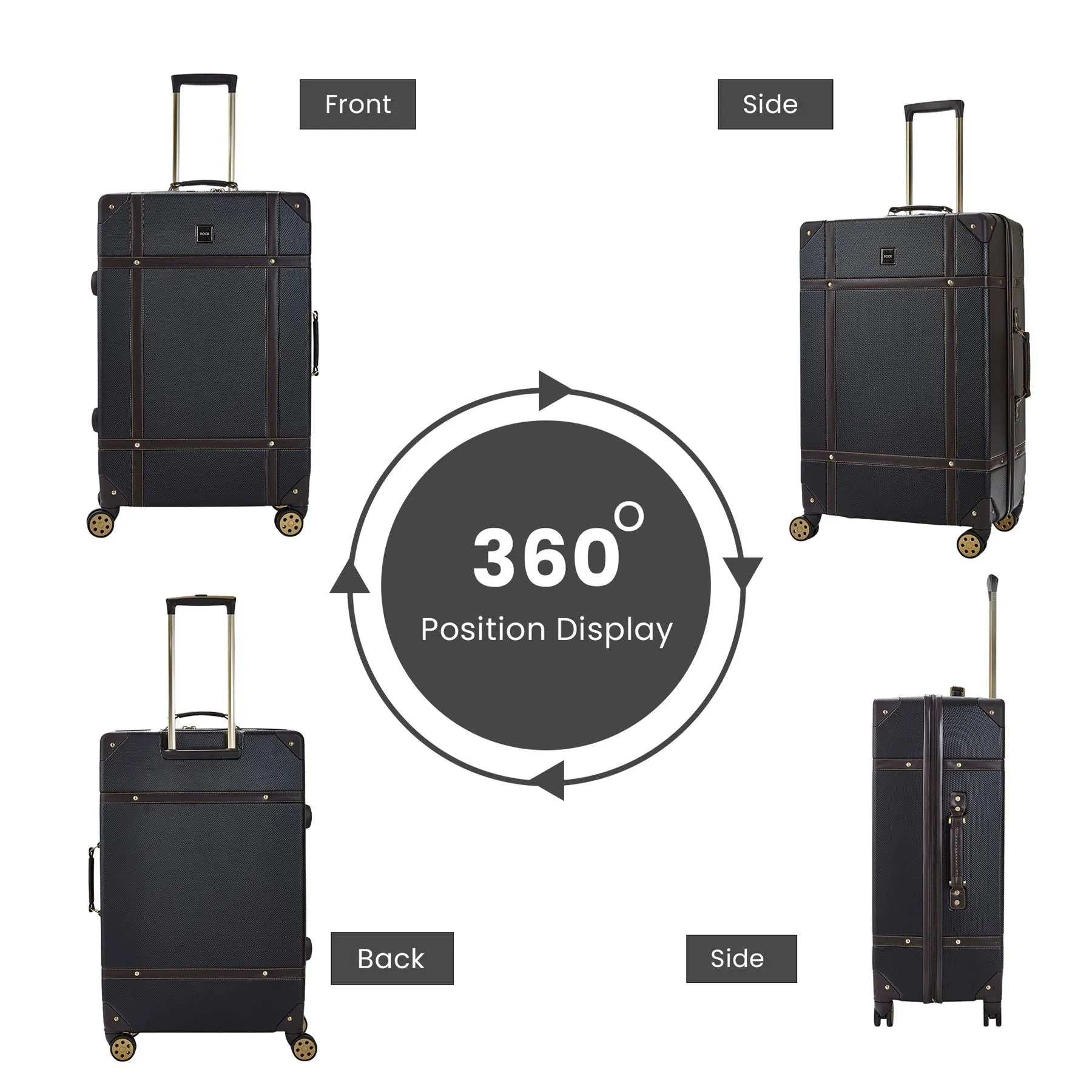 Luggage Suitcase Travel Bag Carry On Hand Cabin Check in Hard-Shell 4 Spinner Wheels Trolley Set | Vintage