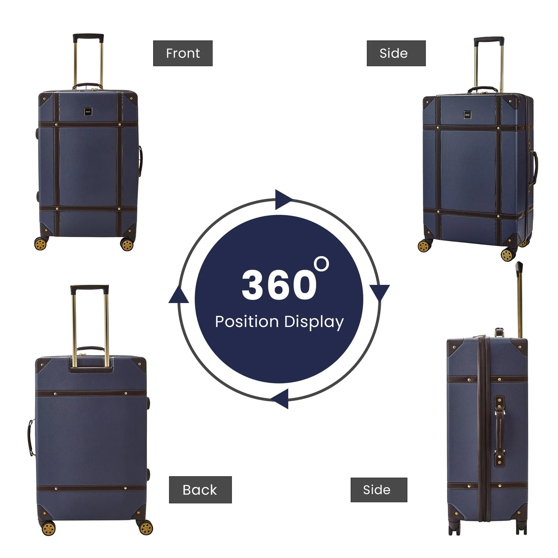 Luggage Suitcase Travel Bag Carry On Hand Cabin Check in Hard-Shell 4 Spinner Wheels Trolley Set | Vintage