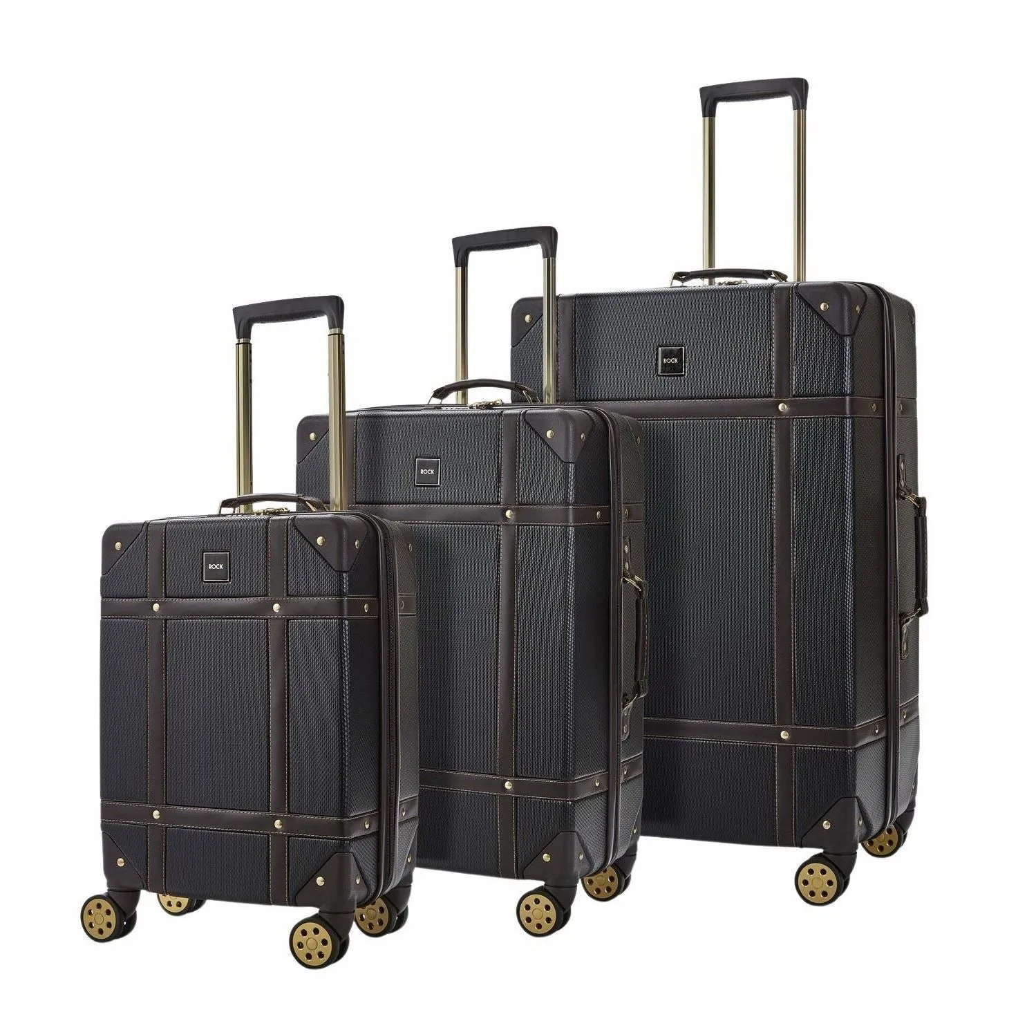 Luggage Suitcase Travel Bag Carry On Hand Cabin Check in Hard-Shell 4 Spinner Wheels Trolley Set | Vintage