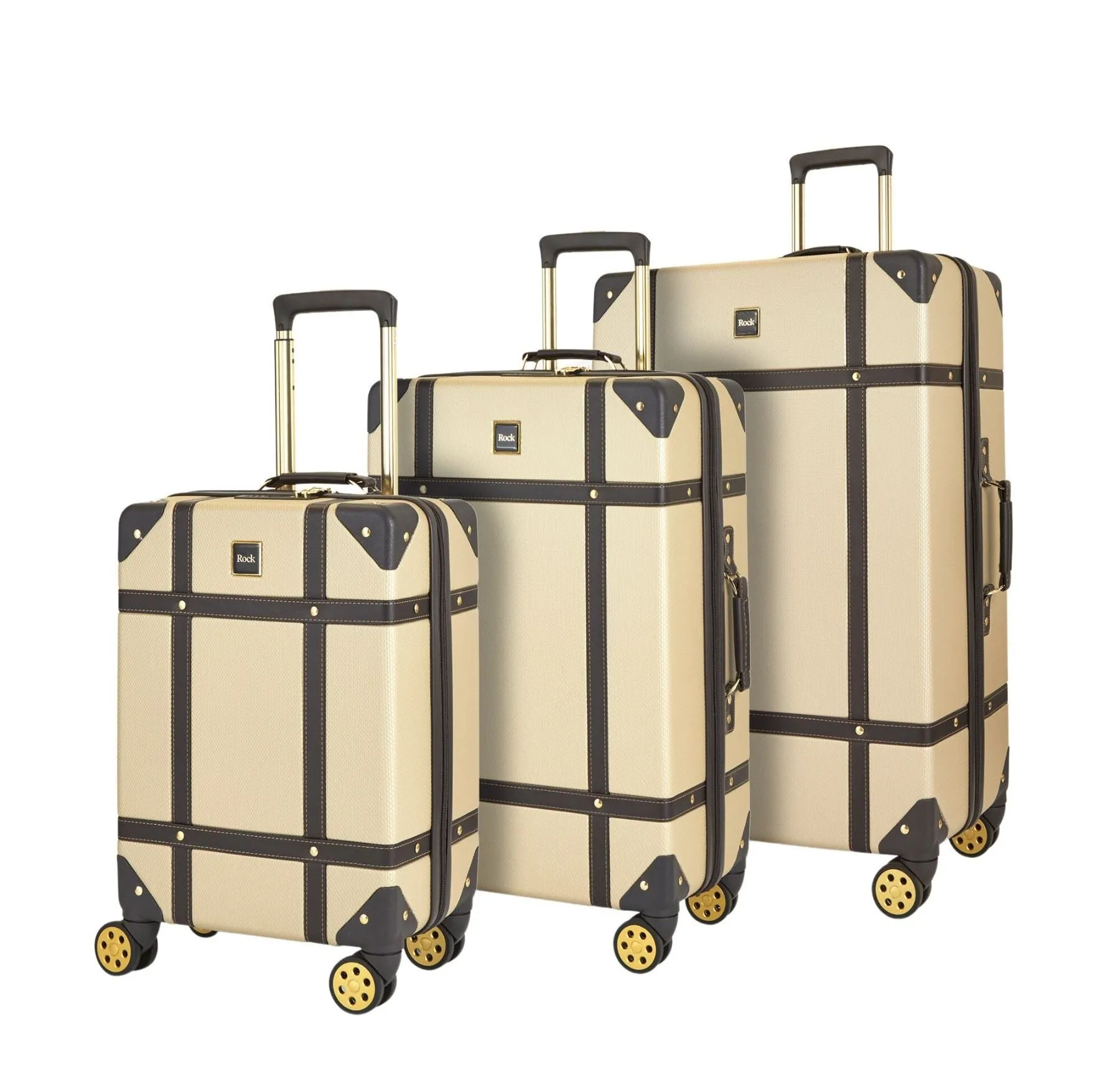 Luggage Suitcase Travel Bag Carry On Hand Cabin Check in Hard-Shell 4 Spinner Wheels Trolley Set | Vintage