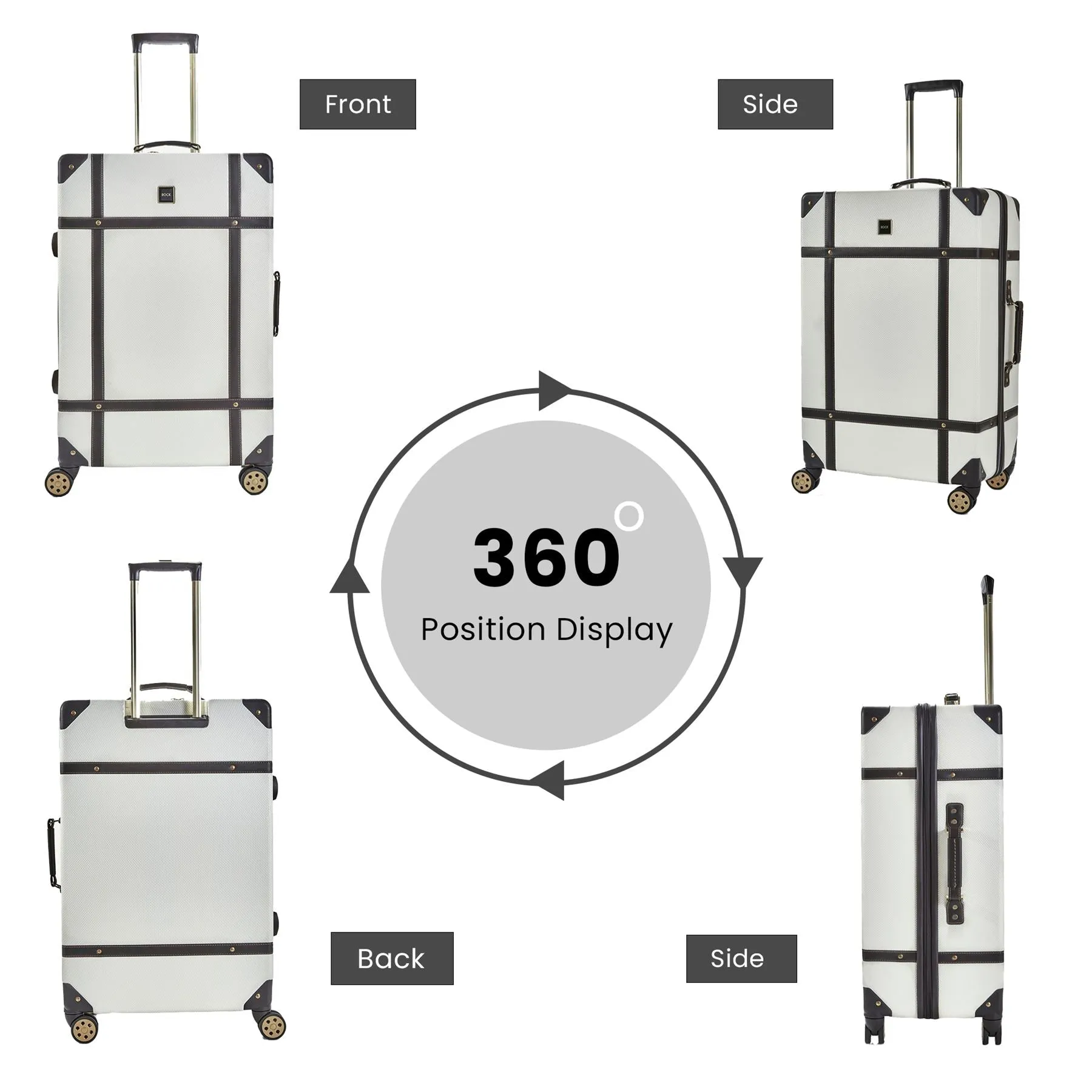 Luggage Suitcase Travel Bag Carry On Hand Cabin Check in Hard-Shell 4 Spinner Wheels Trolley Set | Vintage