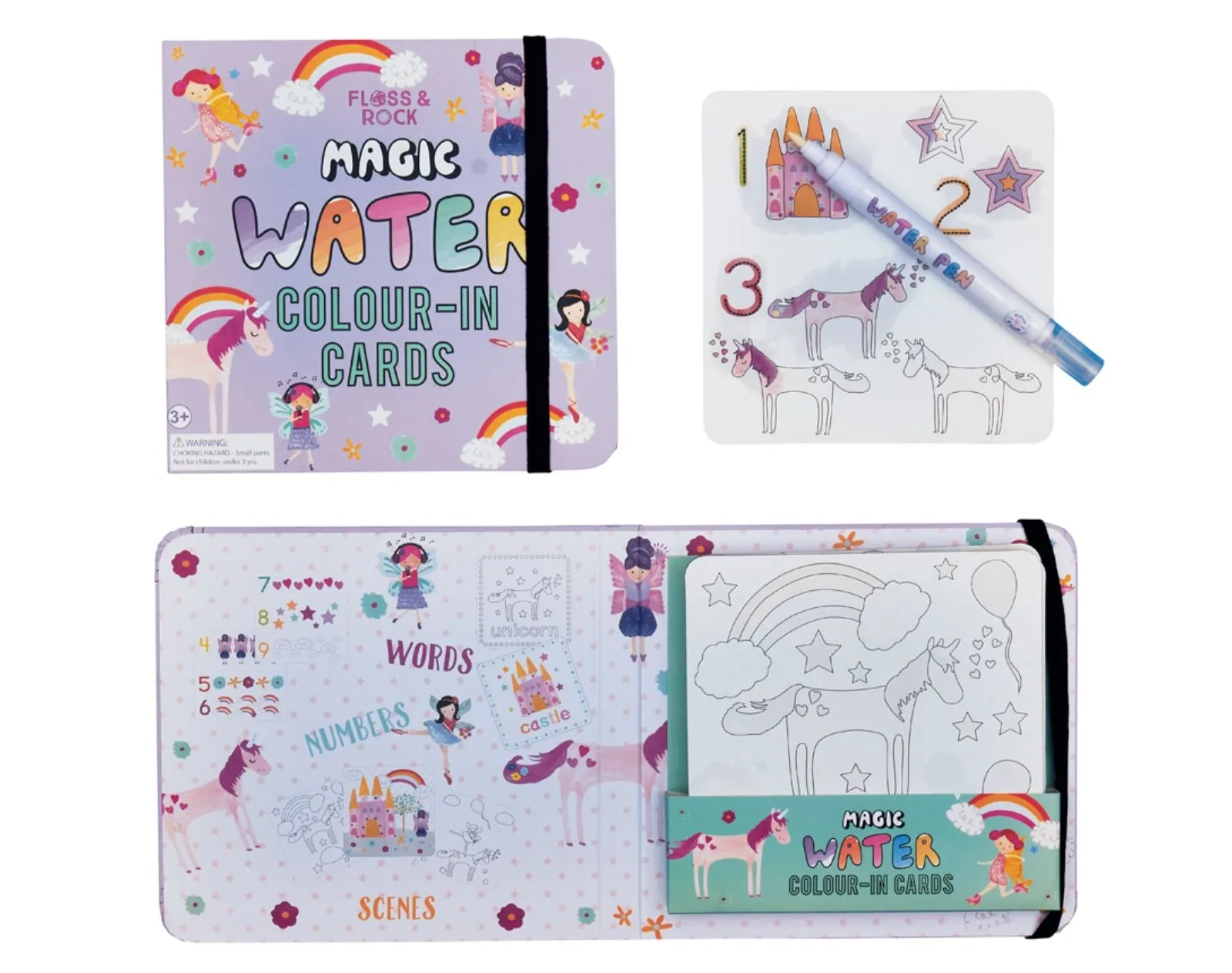 Magic Water Reusable Color-in Cards - Unicorn