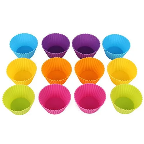 Mango Spot Silicone Baking Cups , Cupcake Liners , Truffle Cups - 12 Pack, 6 Colors