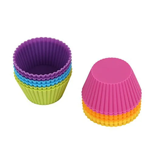 Mango Spot Silicone Baking Cups , Cupcake Liners , Truffle Cups - 12 Pack, 6 Colors