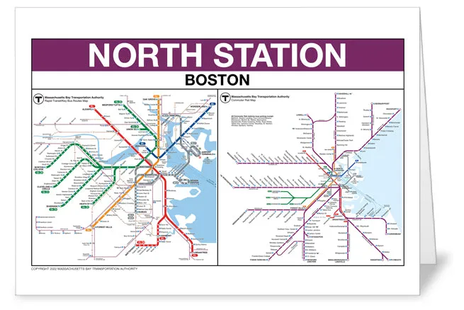 MBTA North Station Boston Commuter Rail Greeting Card 5x7