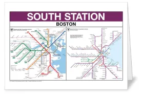 MBTA South Station Boston Commuter Rail Greeting Card 5x7